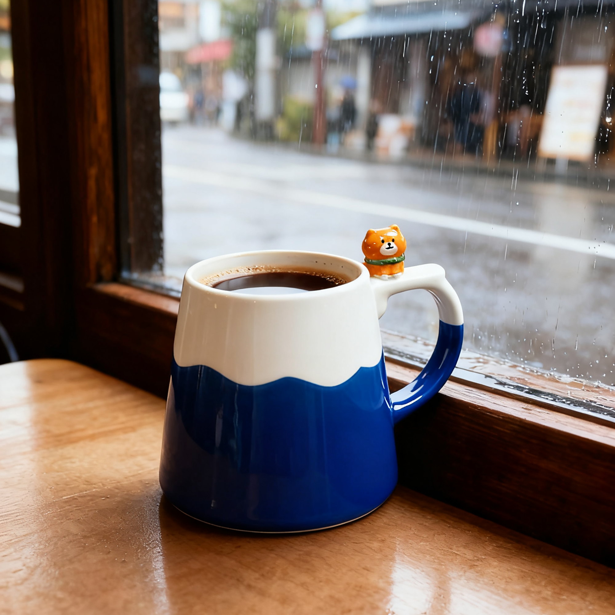 Mug mont-Fuji avec figurine Daruma et Shiba
