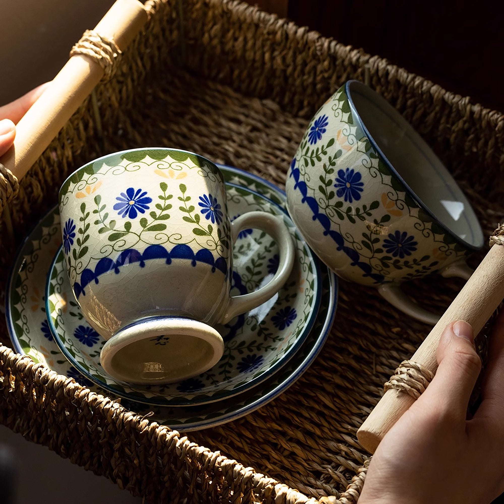 Mug en céramique de Mino-yaki avec émaillé à craquelures style japonais