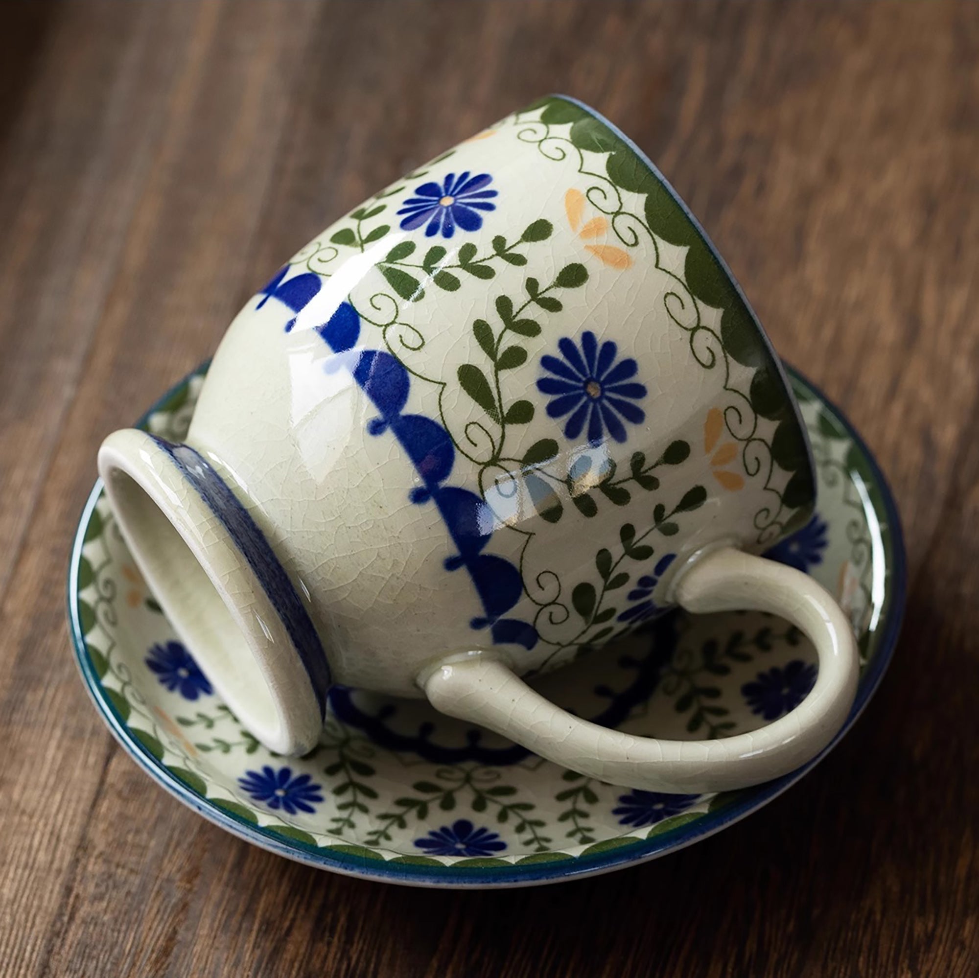 Mug en céramique de Mino-yaki avec émaillé à craquelures style japonais
