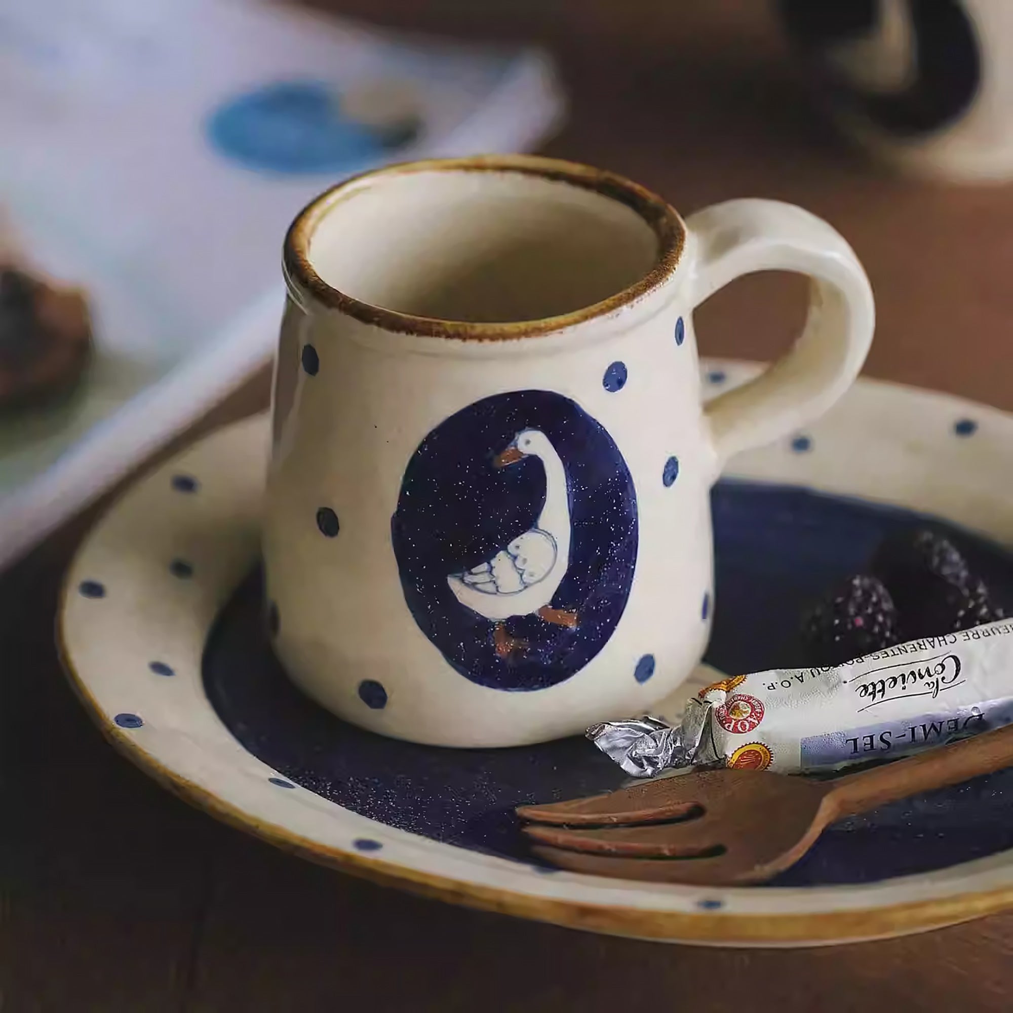 Tasse artisanale avec motif oie de Noël