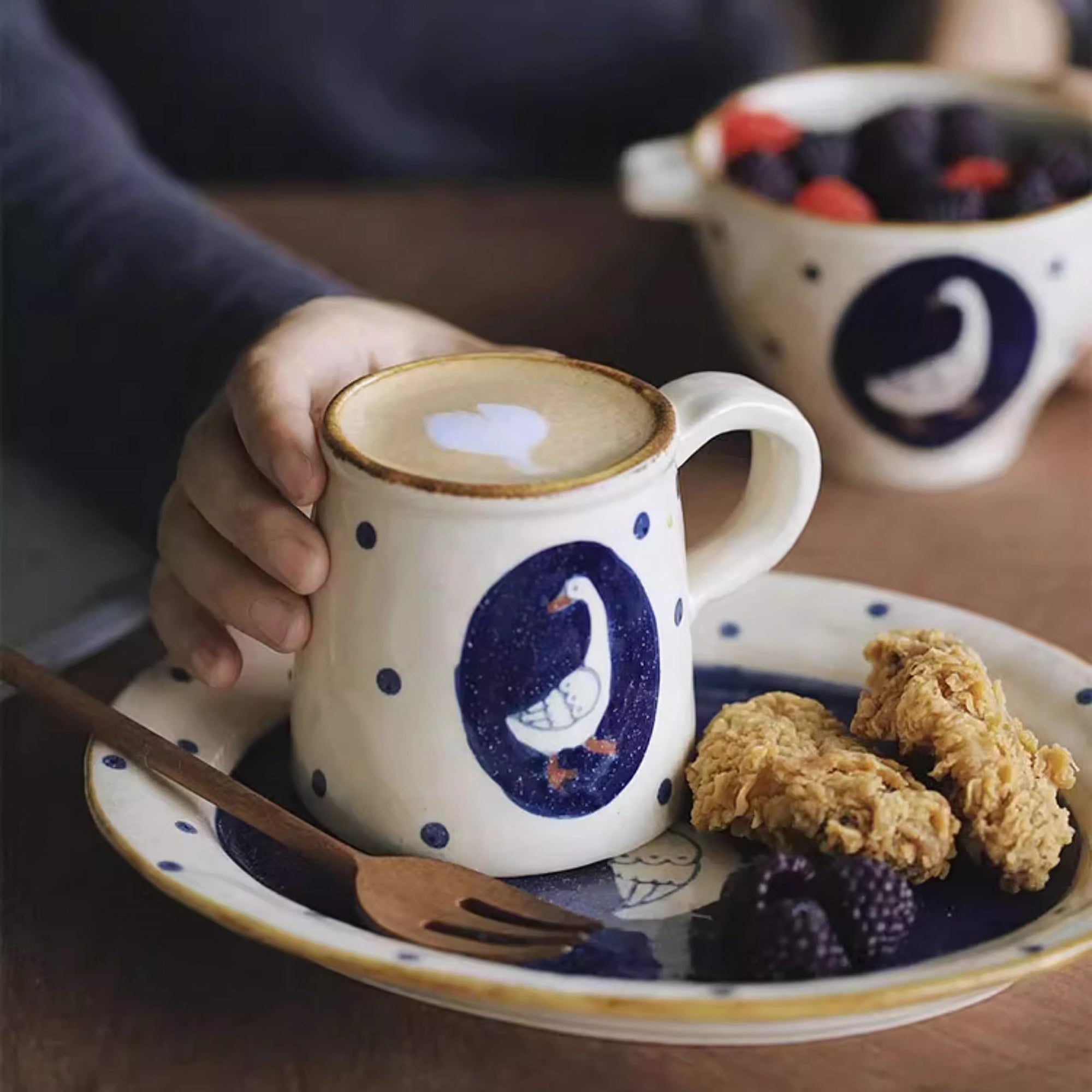 Tasse artisanale avec motif oie de Noël