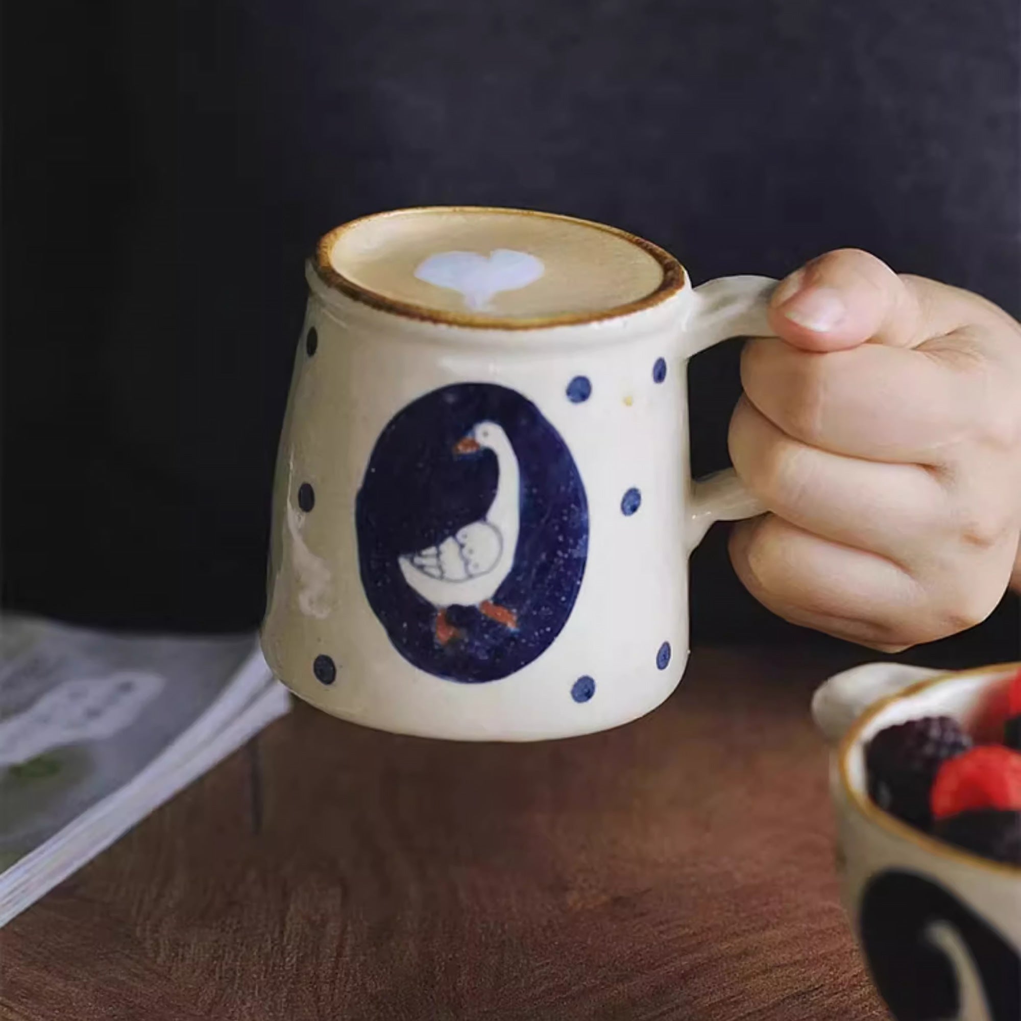 Tasse artisanale avec motif oie de Noël