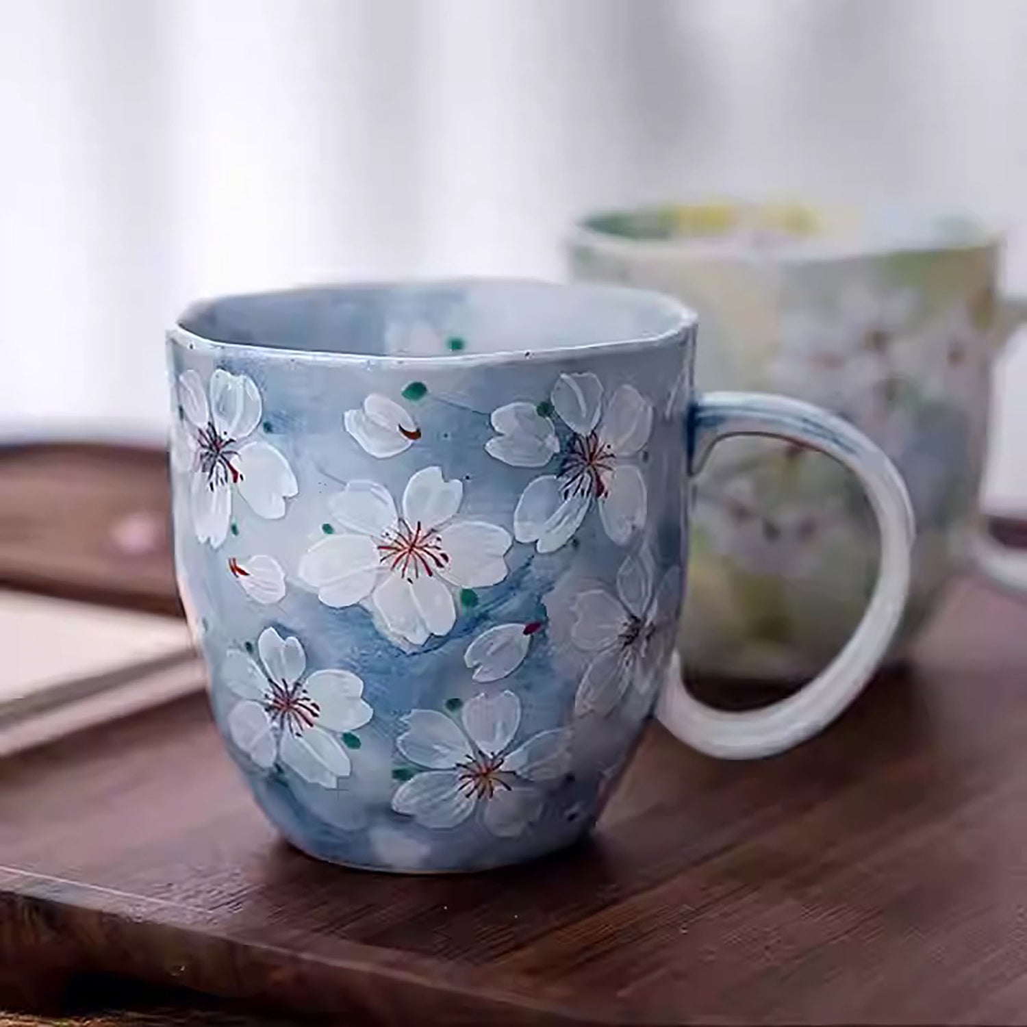 Mug en céramique fait main motif fleur de cerisier