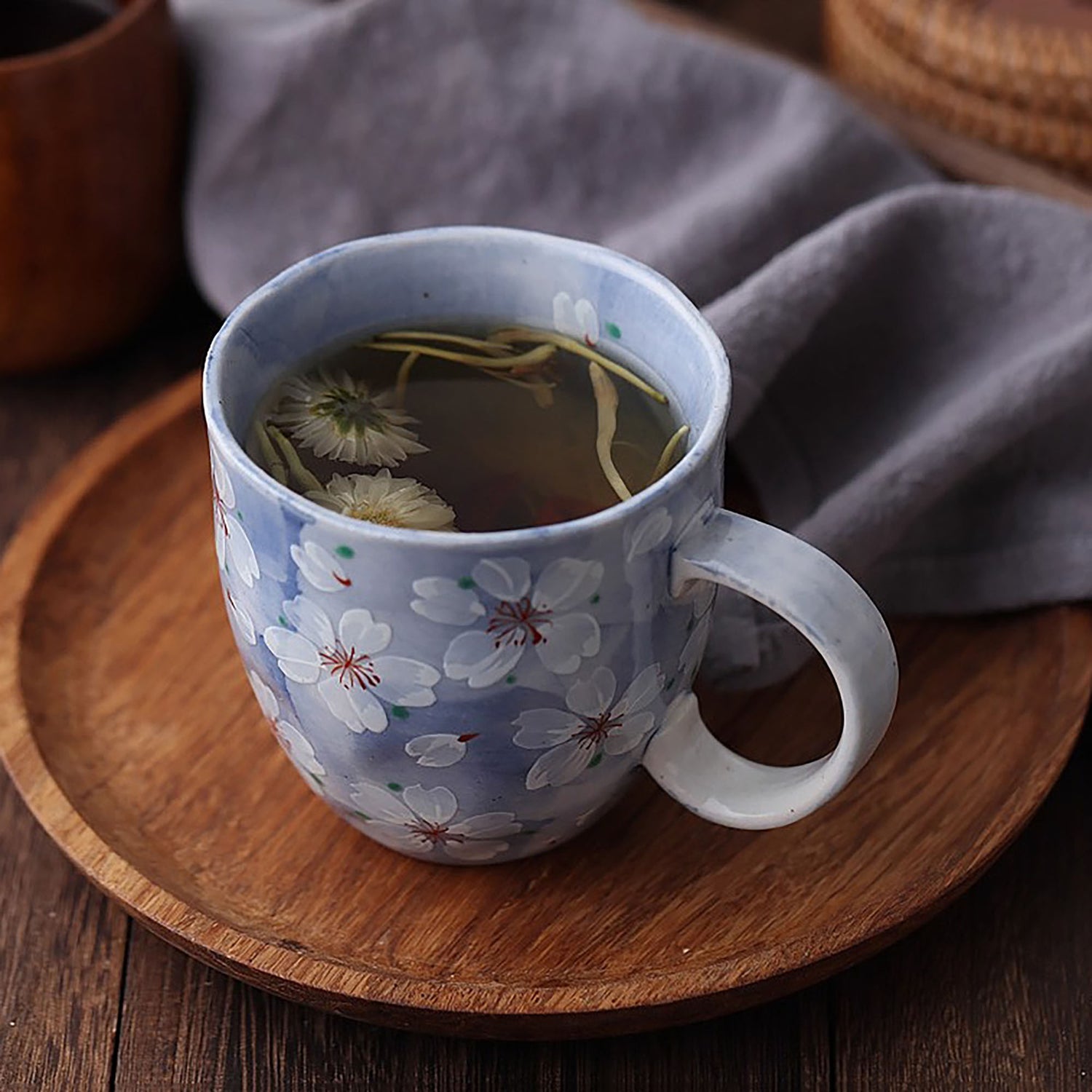 Mug en céramique fait main motif fleur de cerisier