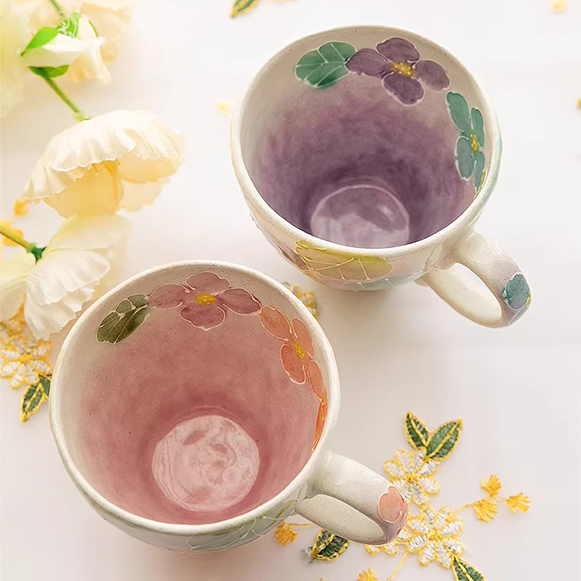 Mug Seto-yaki dégradé floral