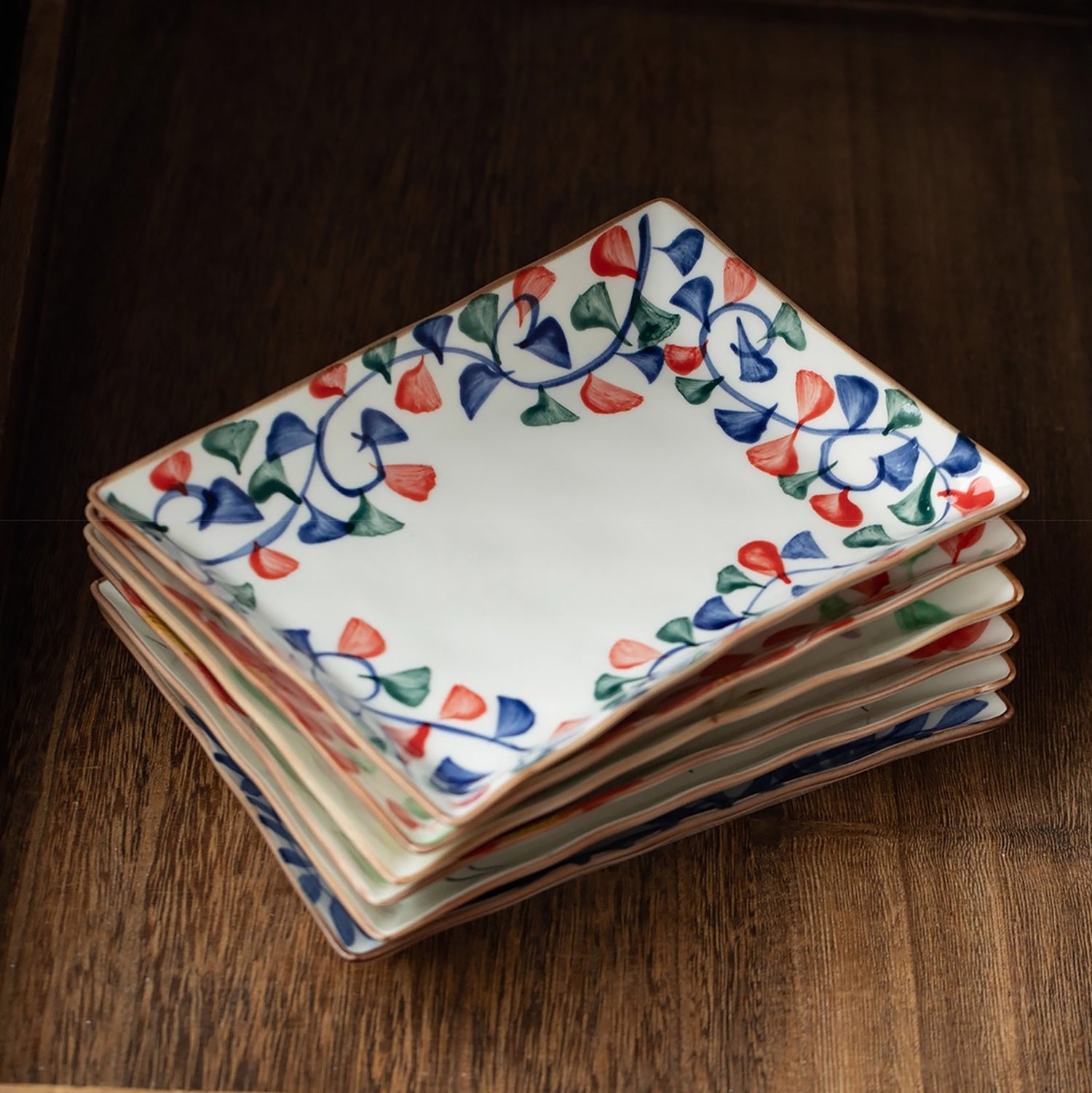 Assiette rectangulaire en céramique Minoyaki