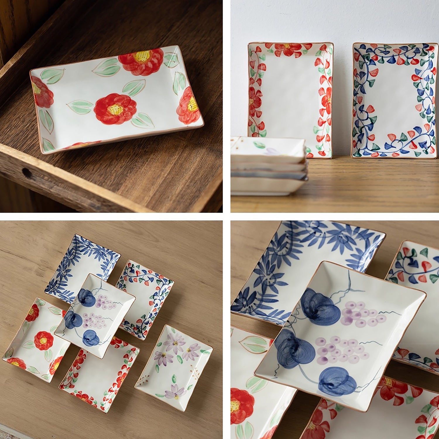 Assiette rectangulaire en céramique Minoyaki