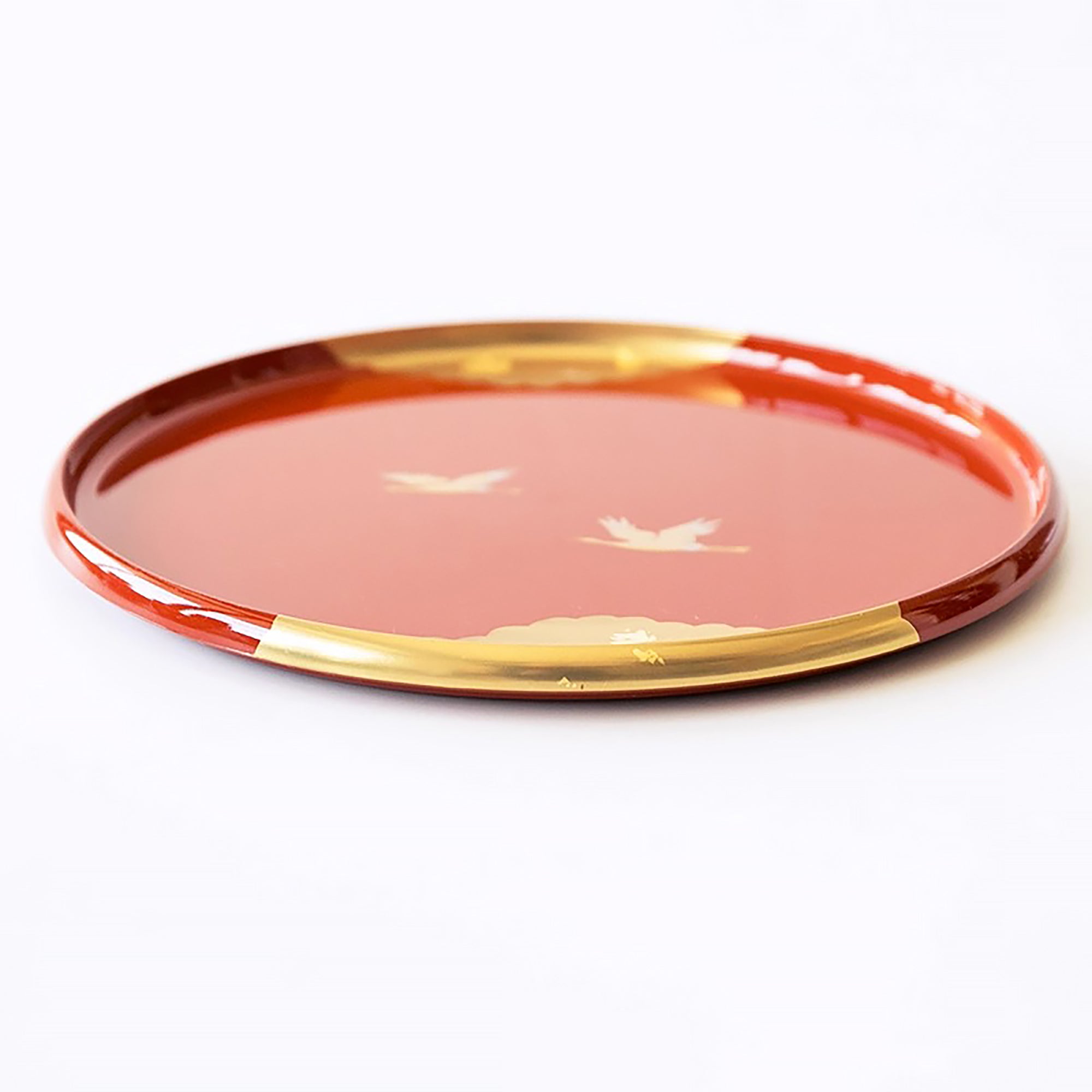 Plateau laqué Nakayama Shikki avec motifs de grues