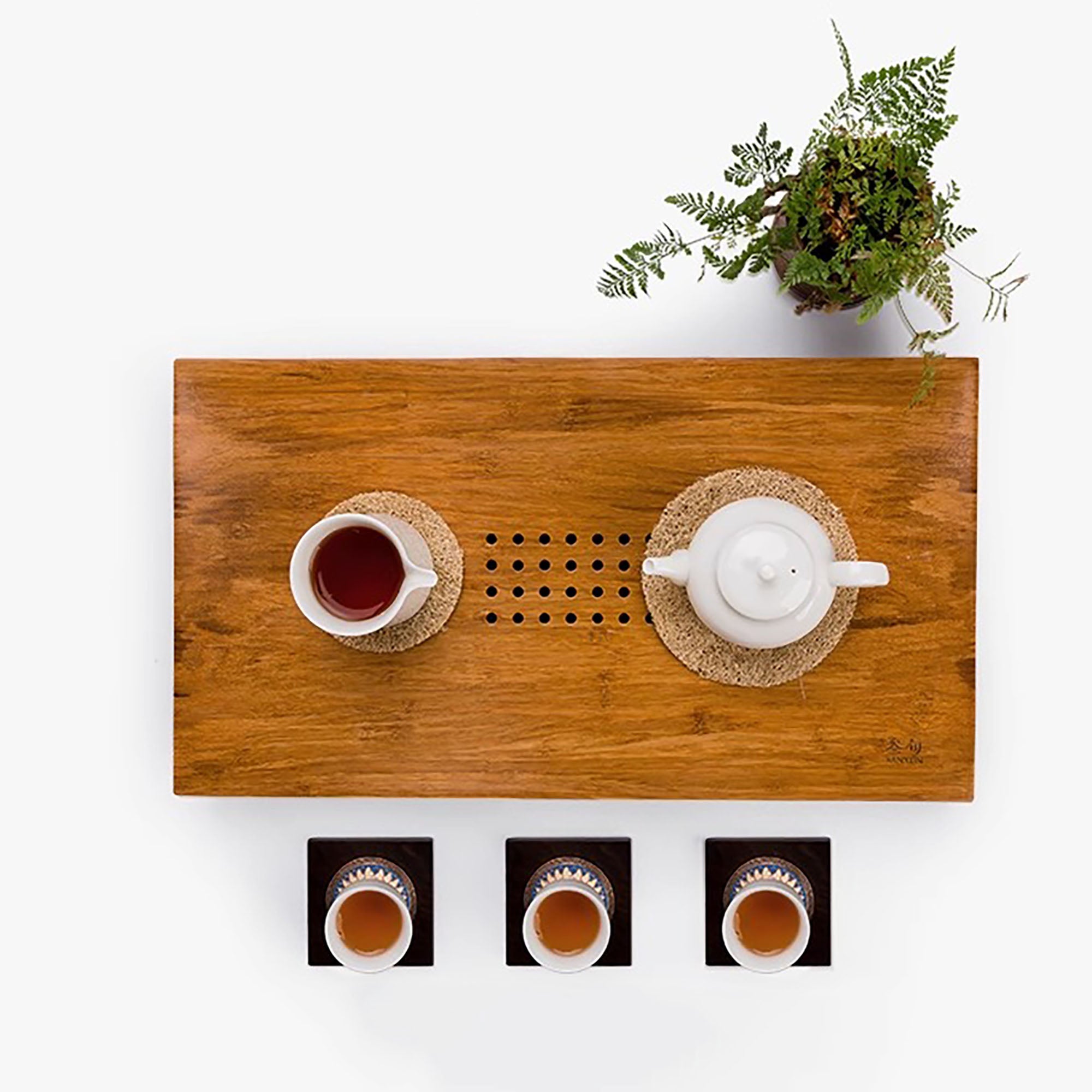 Plateau à thé minimaliste en bambou fait main