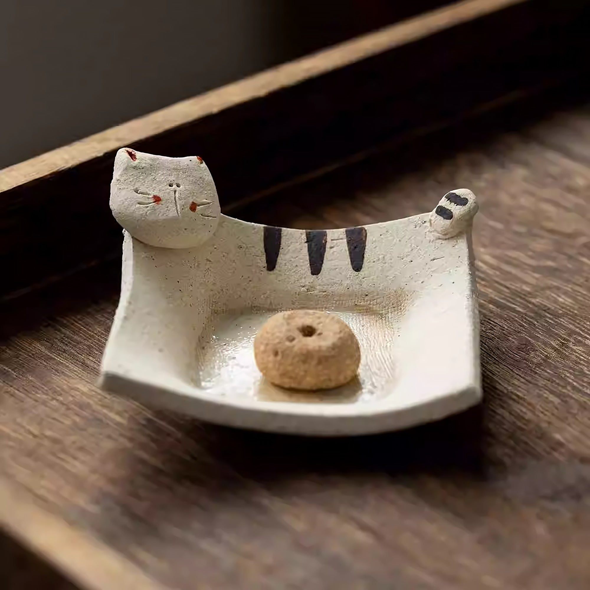 Porte-encens en céramique artisanale Setoyaki