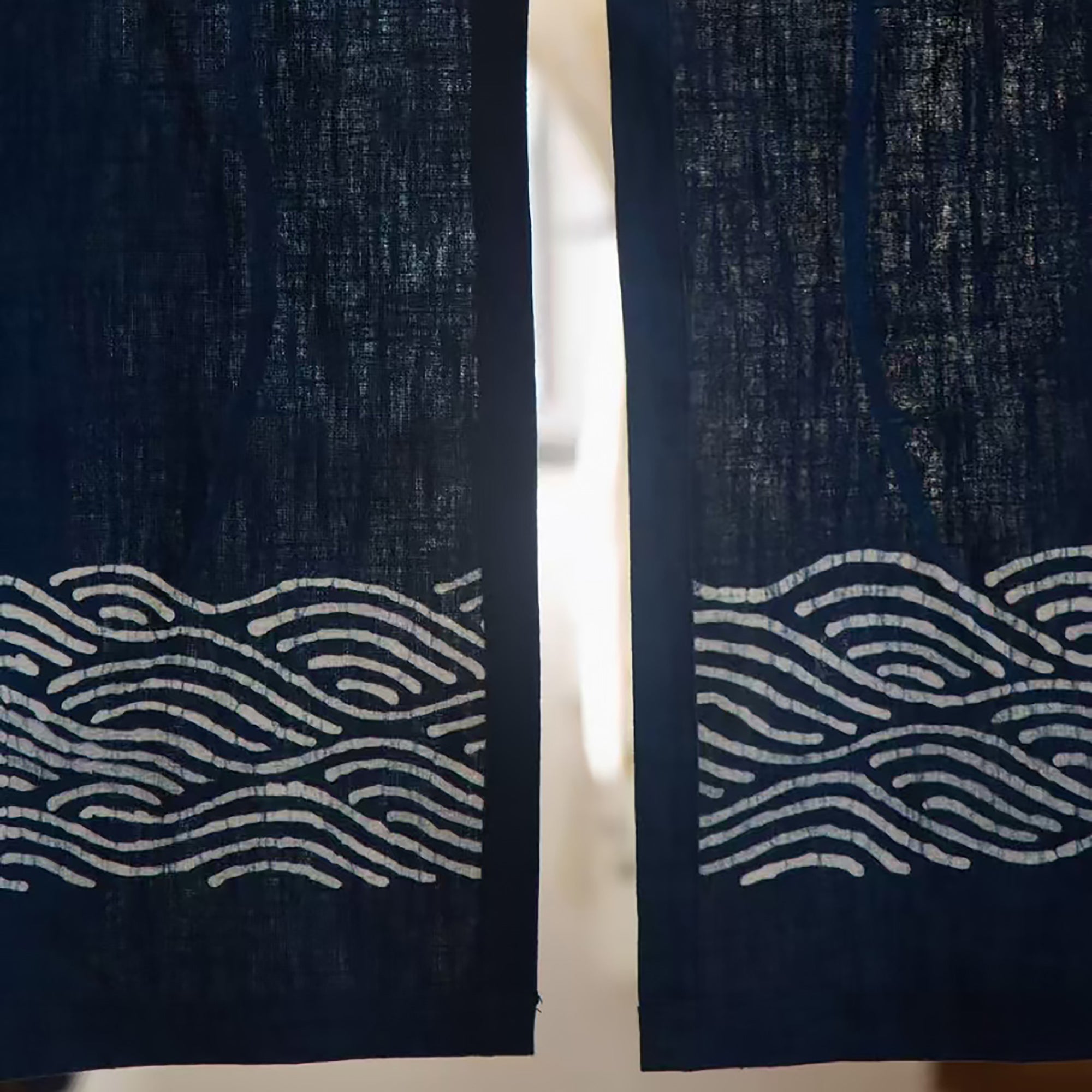 Rideau japonais en lin et coton avec teinture artisanale indigo