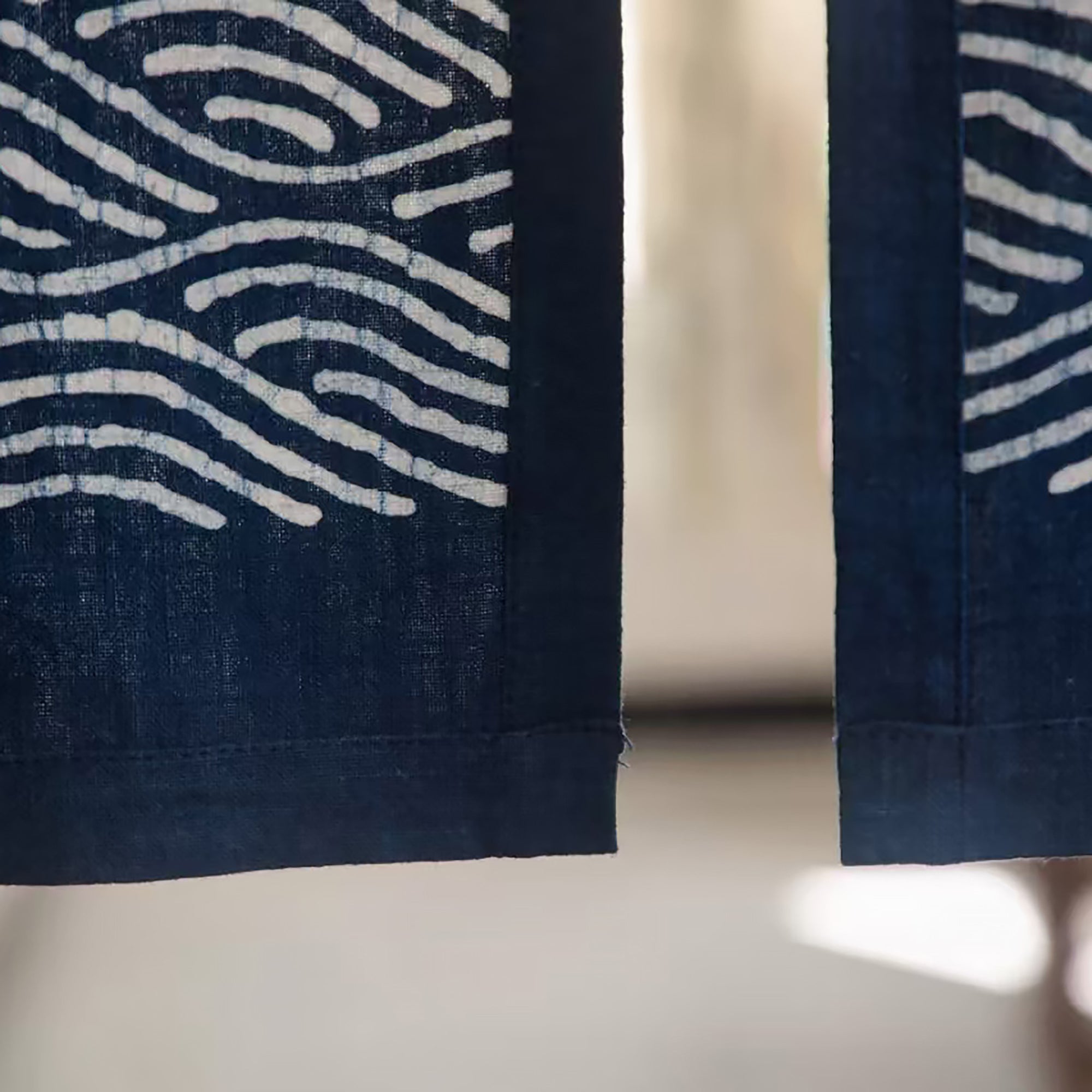 Rideau japonais en lin et coton avec teinture artisanale indigo