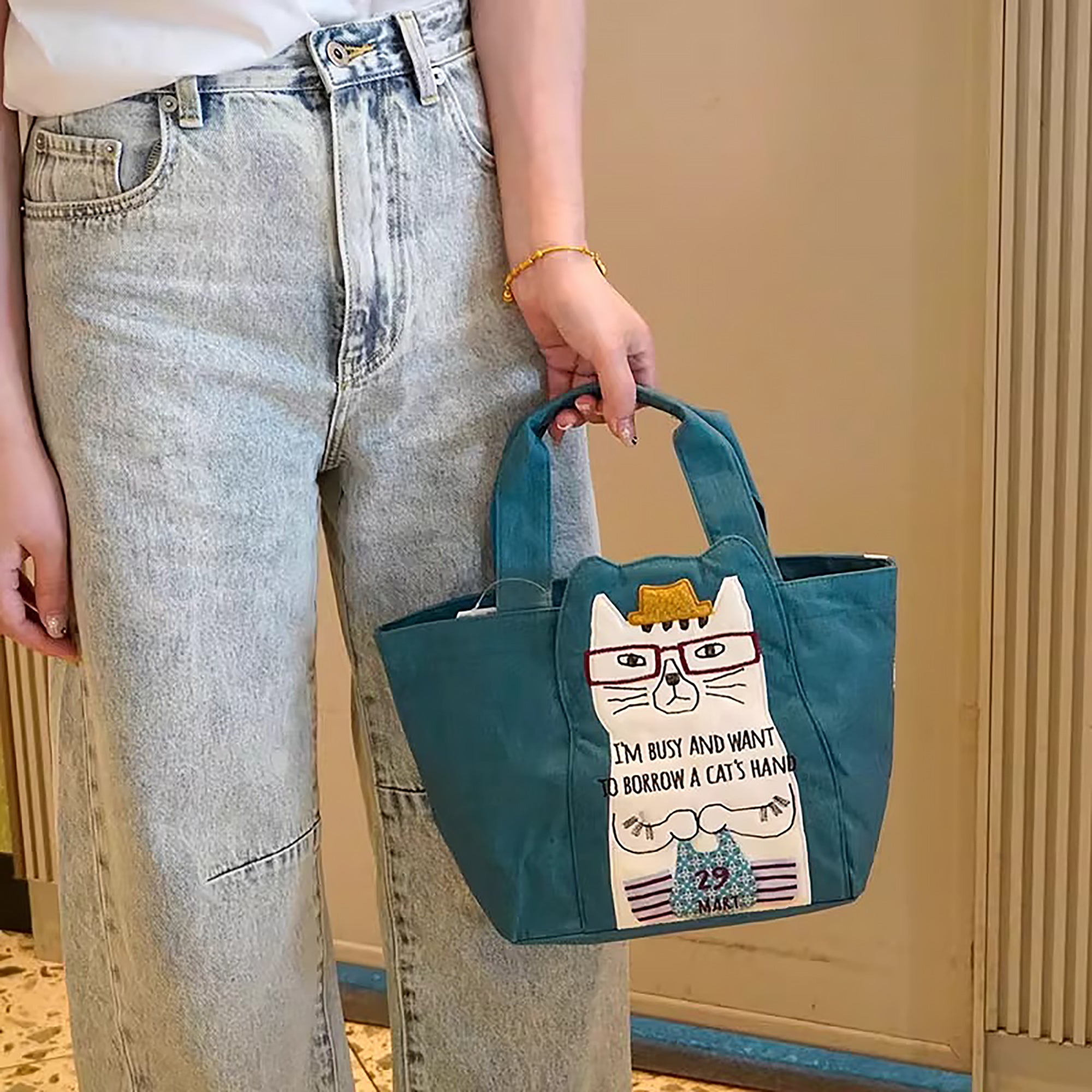 Sac à main chat Kusuguru avec poches intérieures