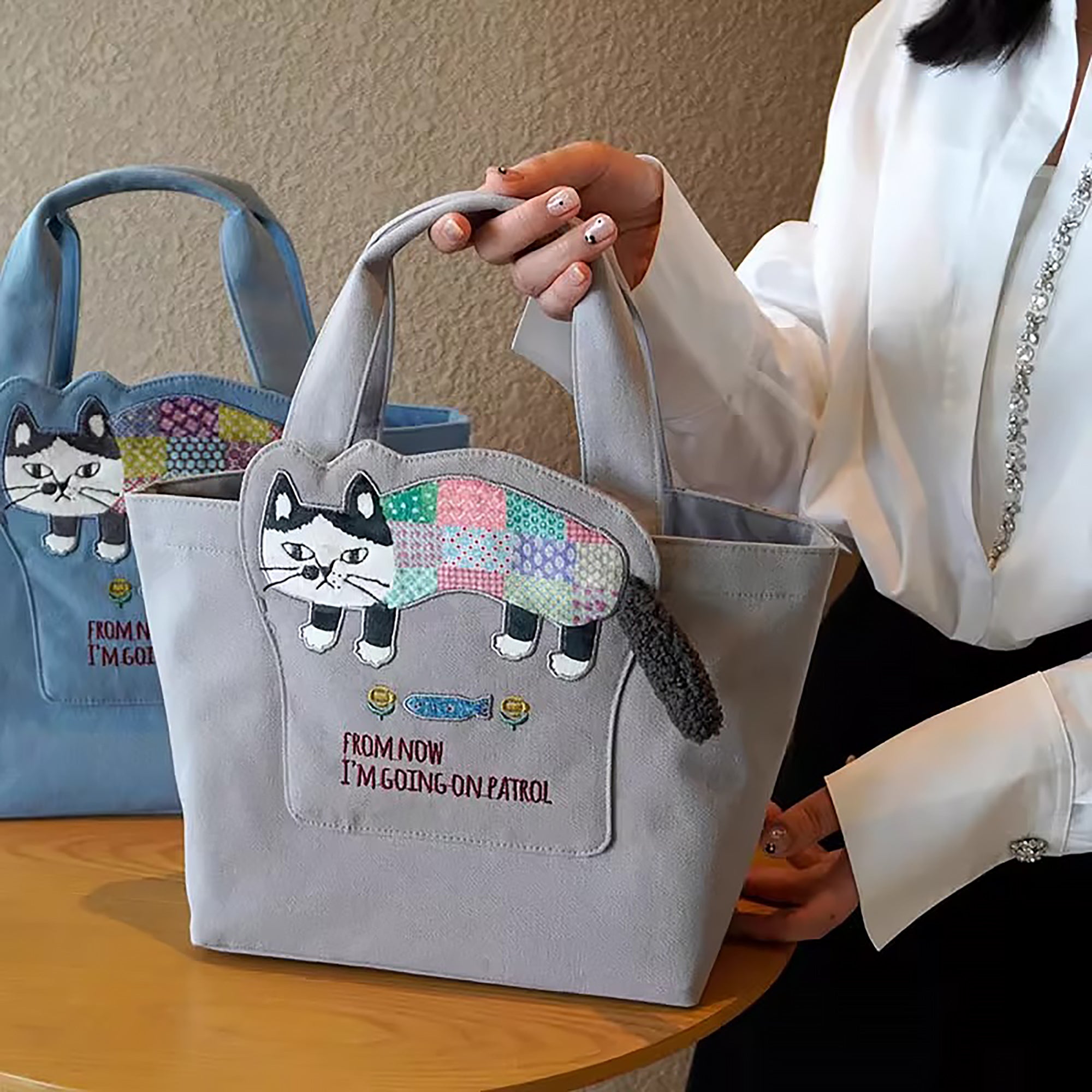 Sac à main chat Kusuguru avec poches intérieures