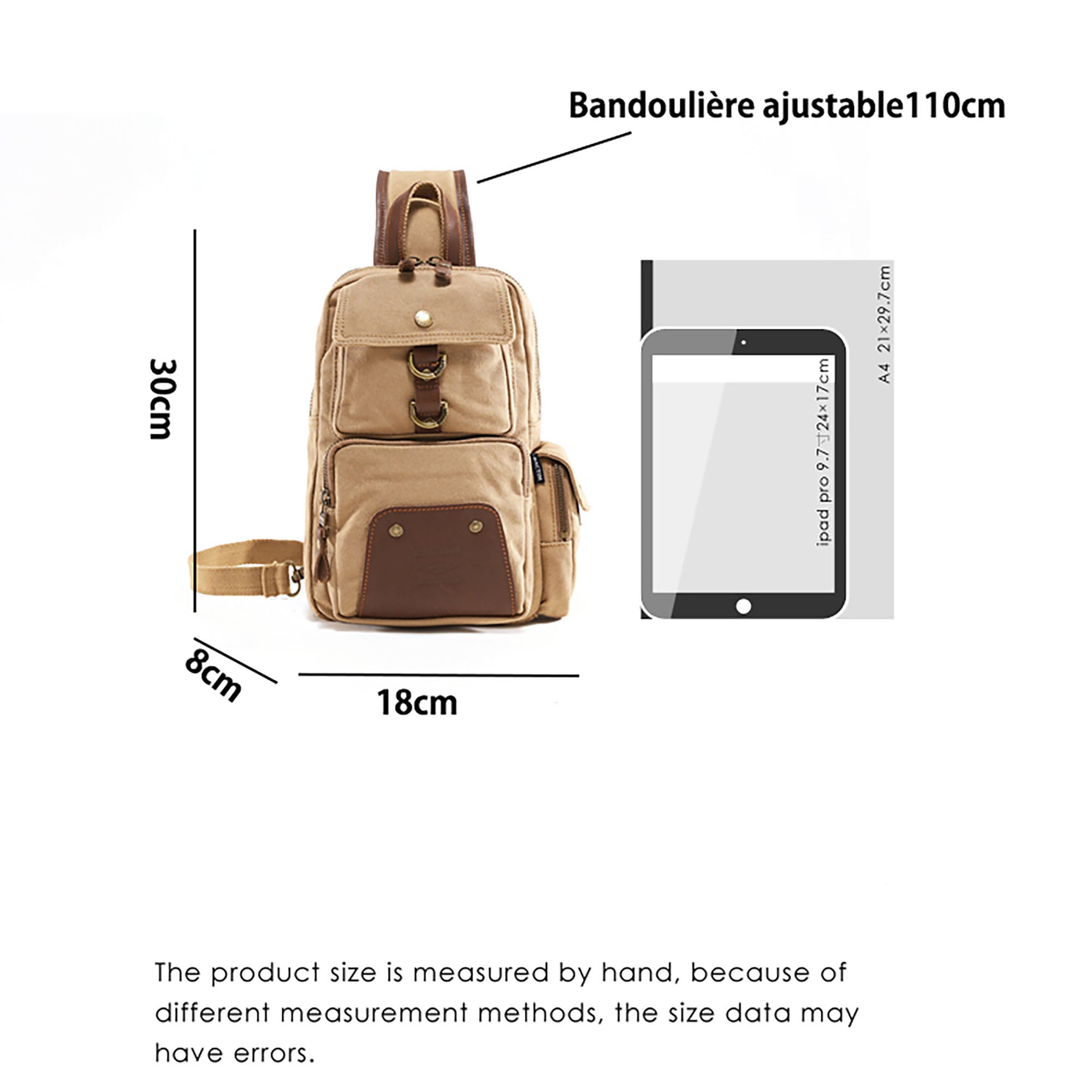 SAC  BANANE pour HOMME avec GRAND capacité enCANVAS