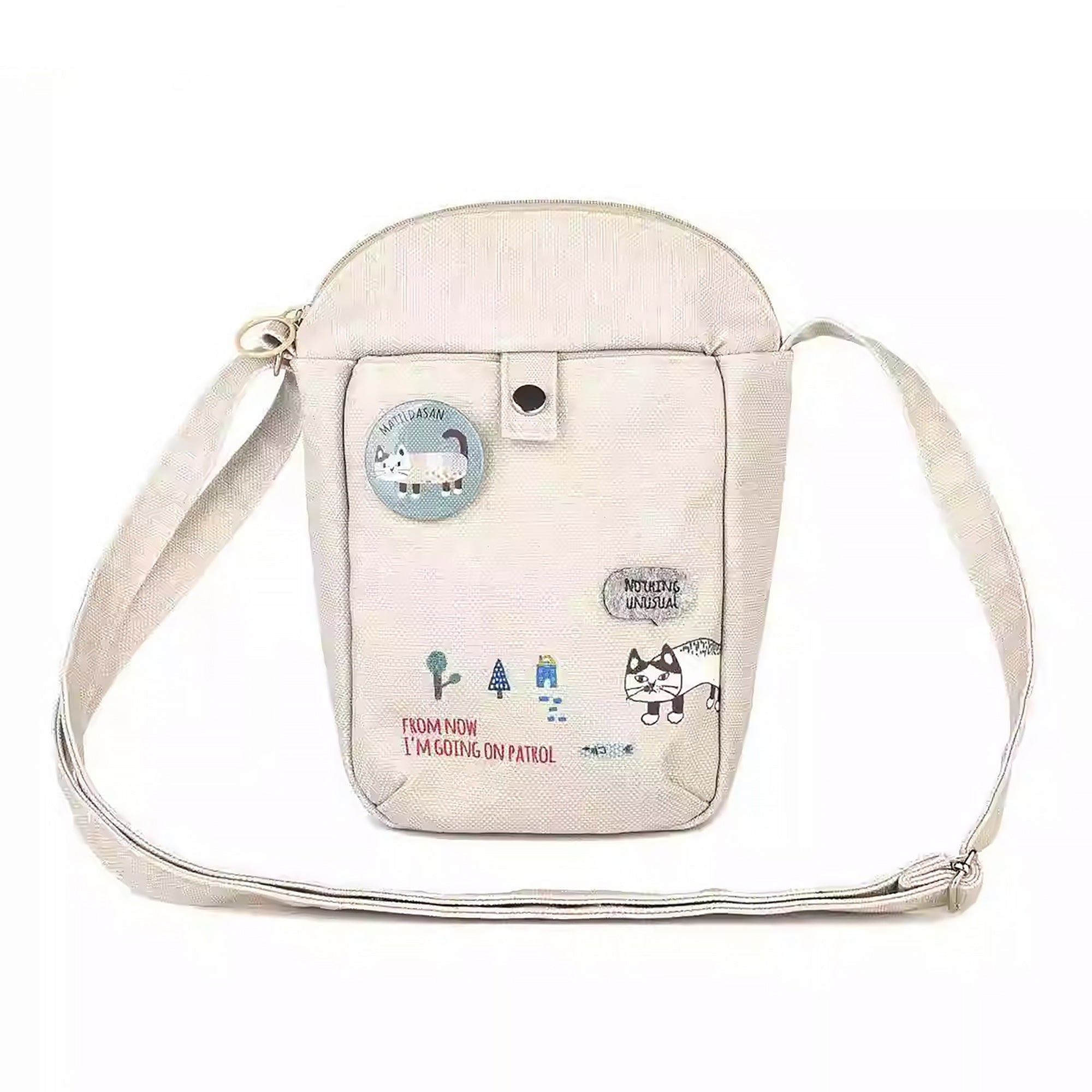 Sac bandoulière compact Kusuguru avec chat brodé