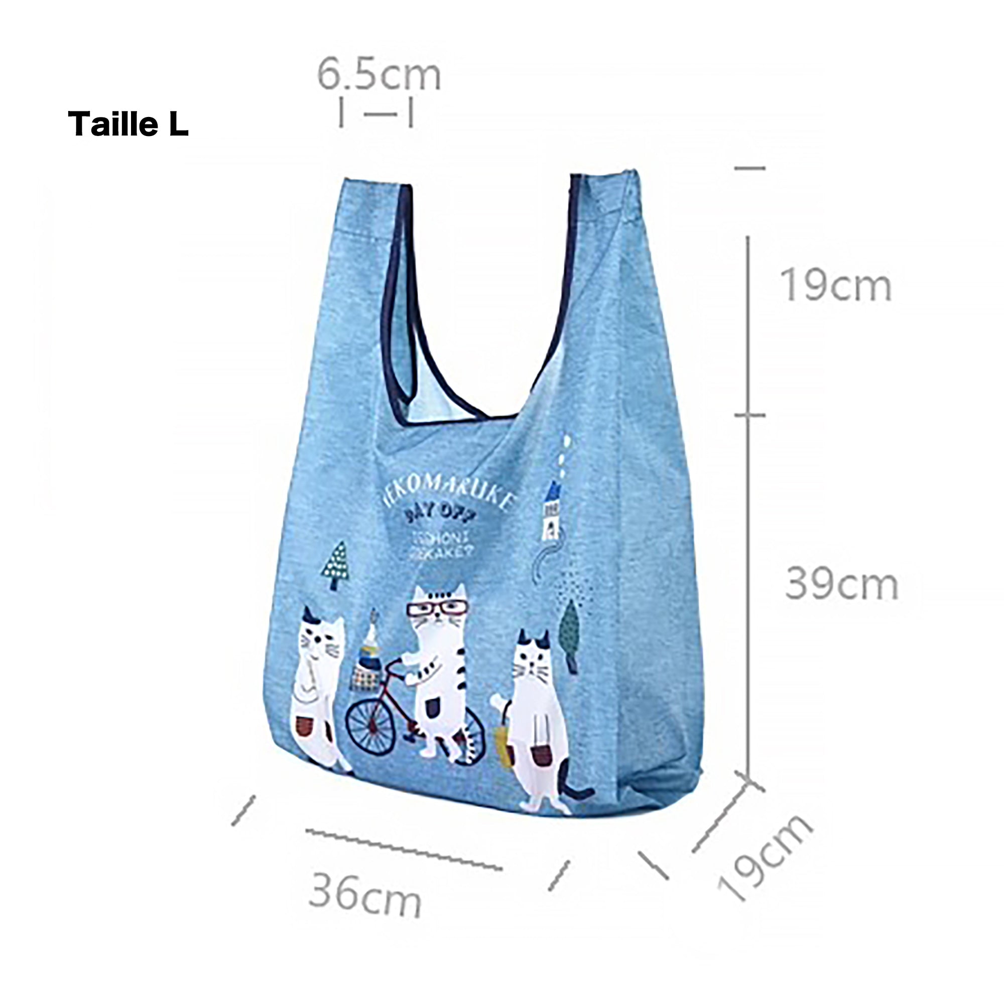 Sac de courses pliable Kusuguru avec motif chat japonais
