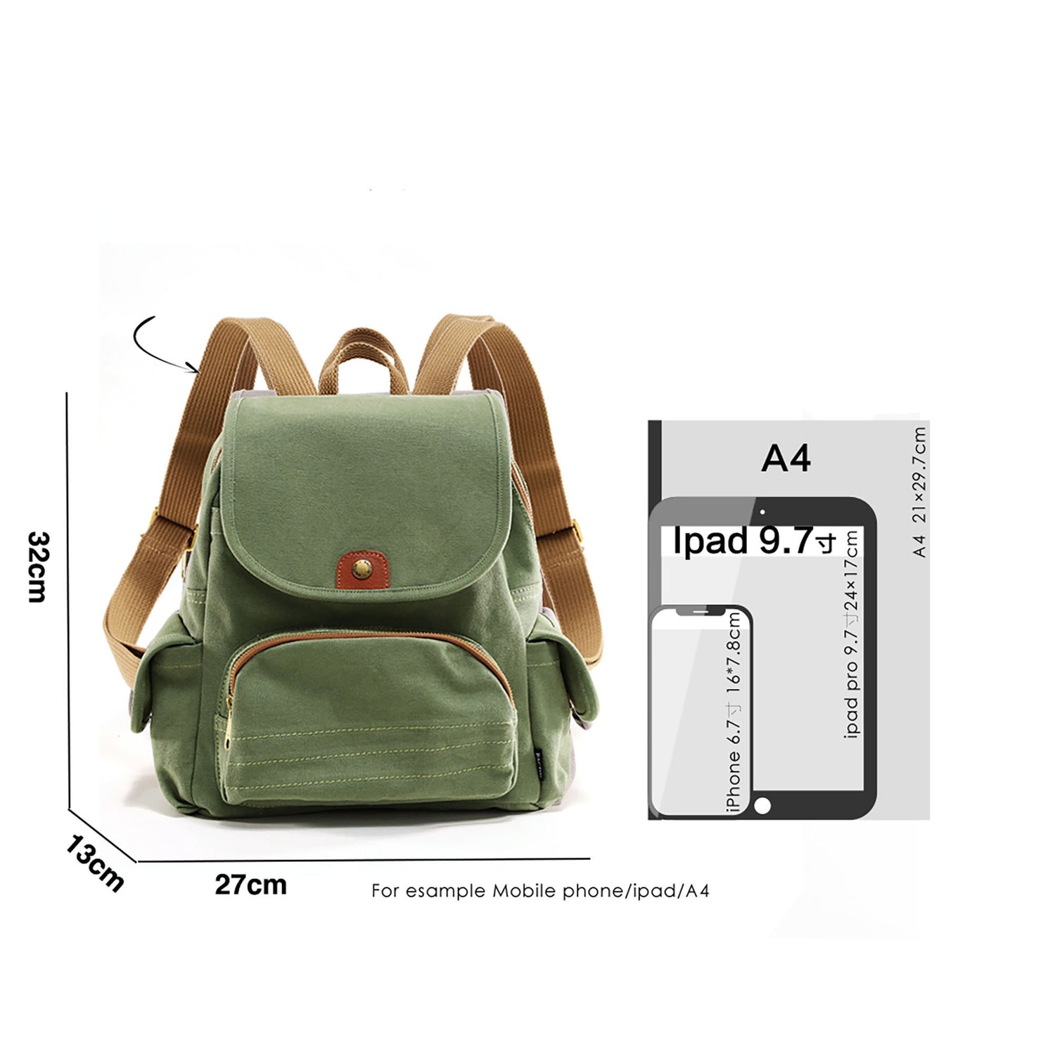 SAC à DOS pour FEMME en CANVAS CAREE