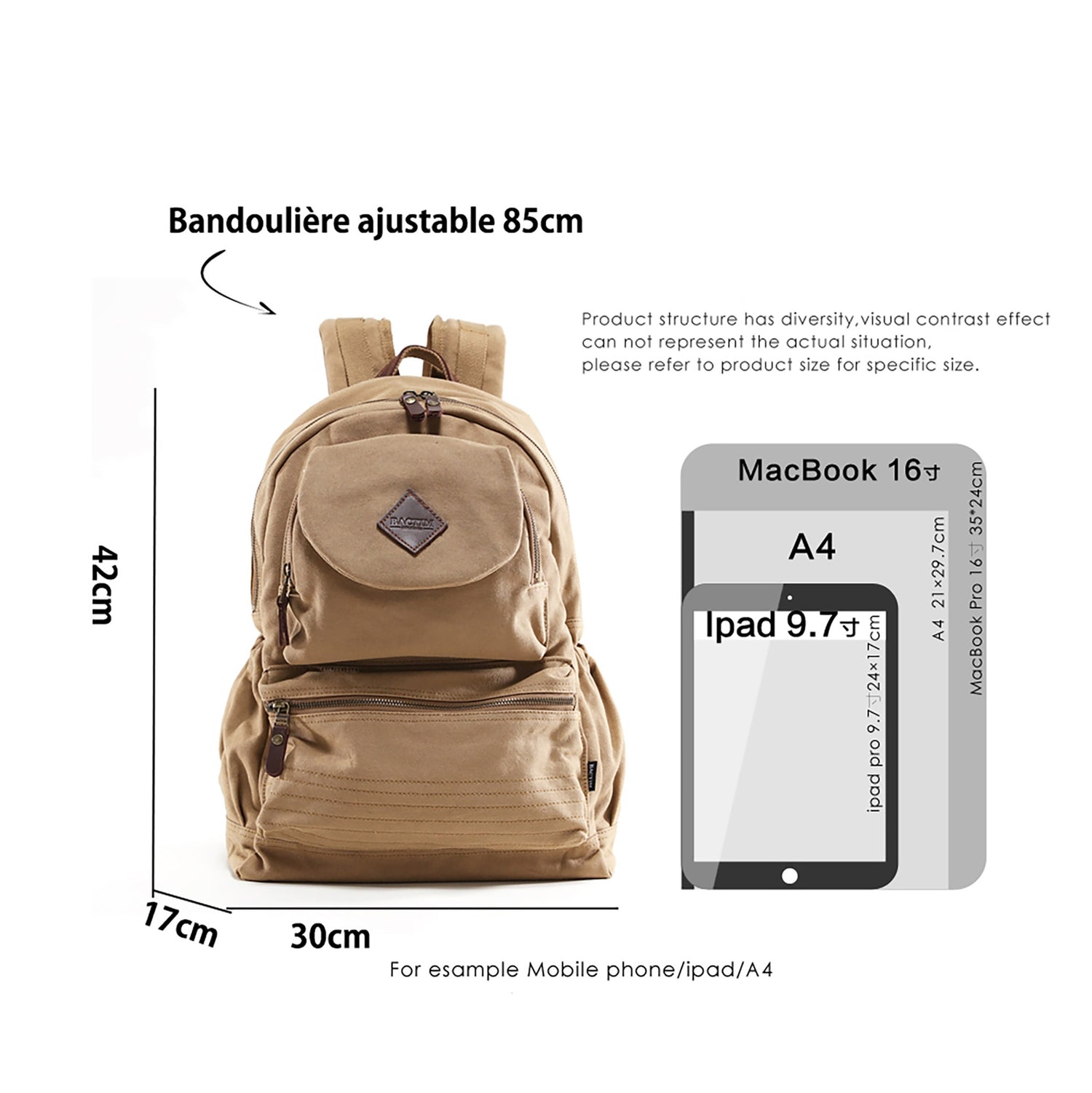 SAC À DOS POUR HOMME EN CANVAS-18L
