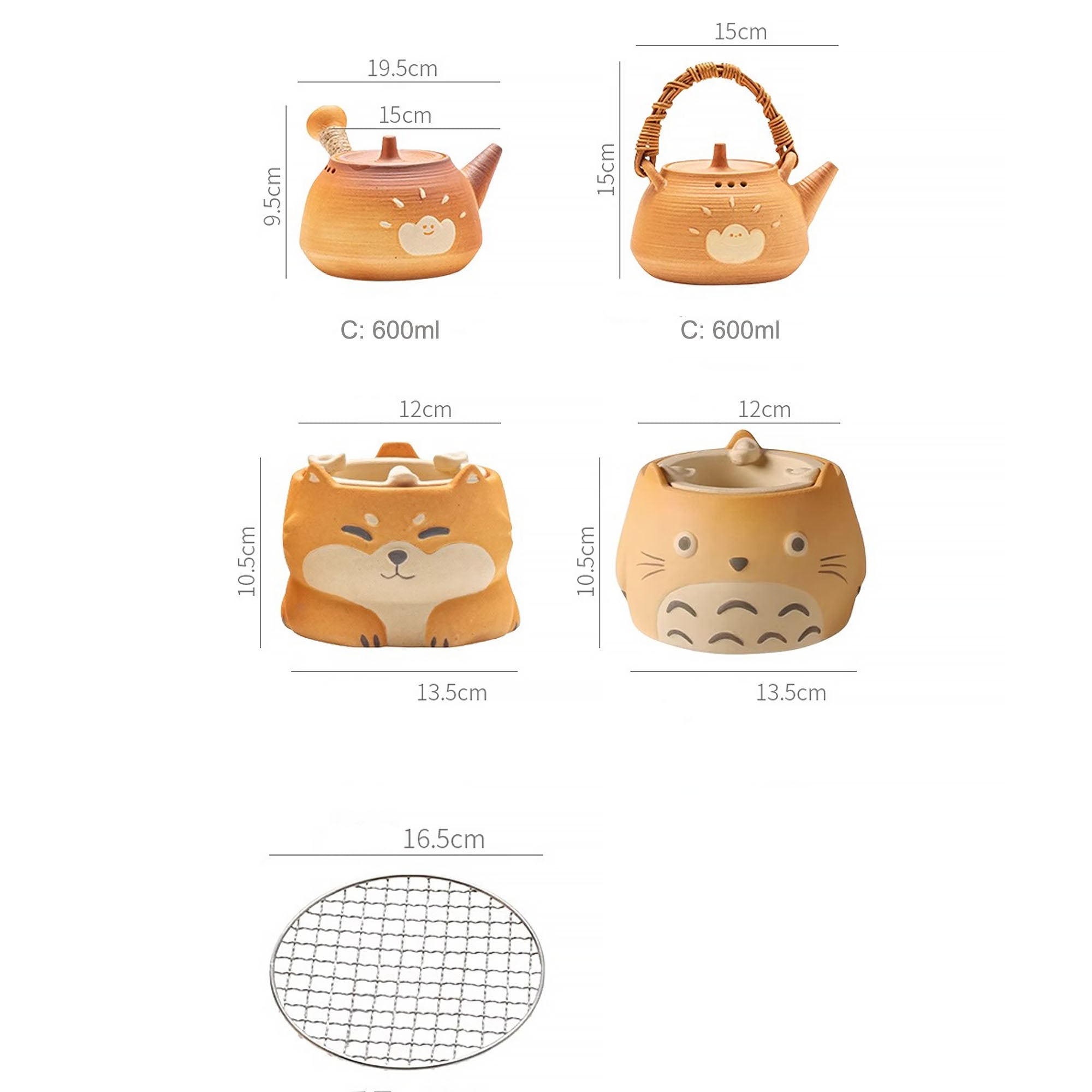 Théière et Réchaud à thé en céramique brute de Jingdezhen