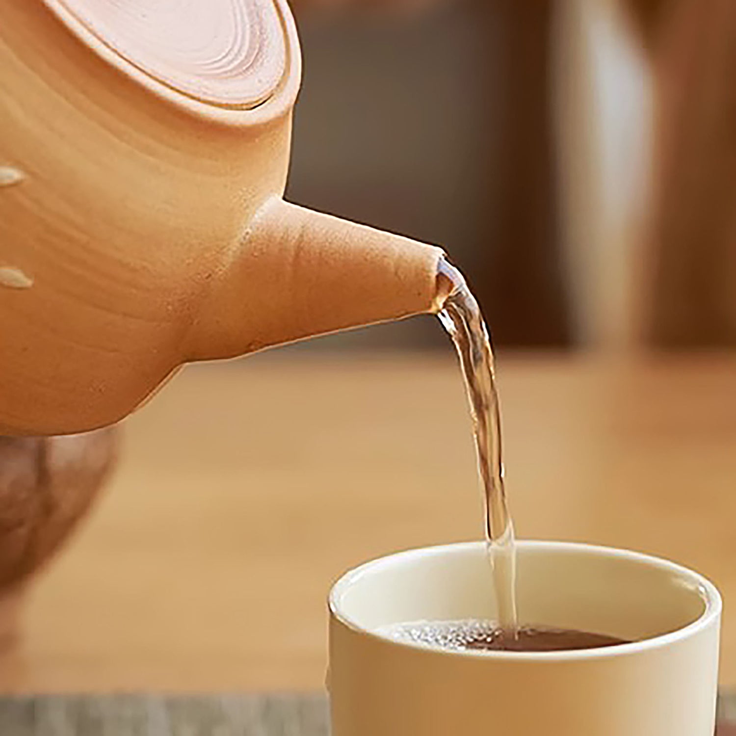 Théière et Réchaud à thé en céramique brute de Jingdezhen