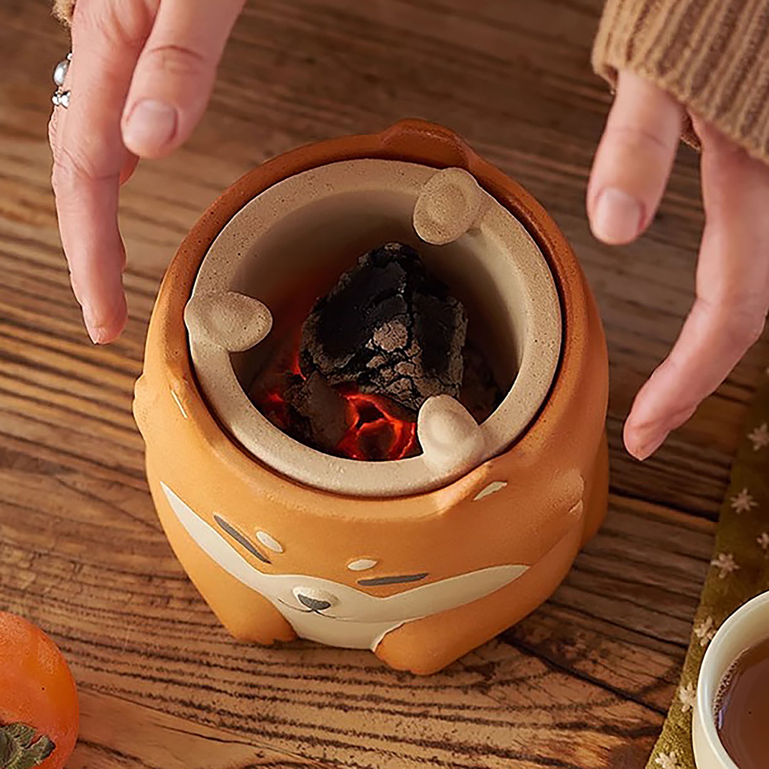 Théière et Réchaud à thé en céramique brute de Jingdezhen