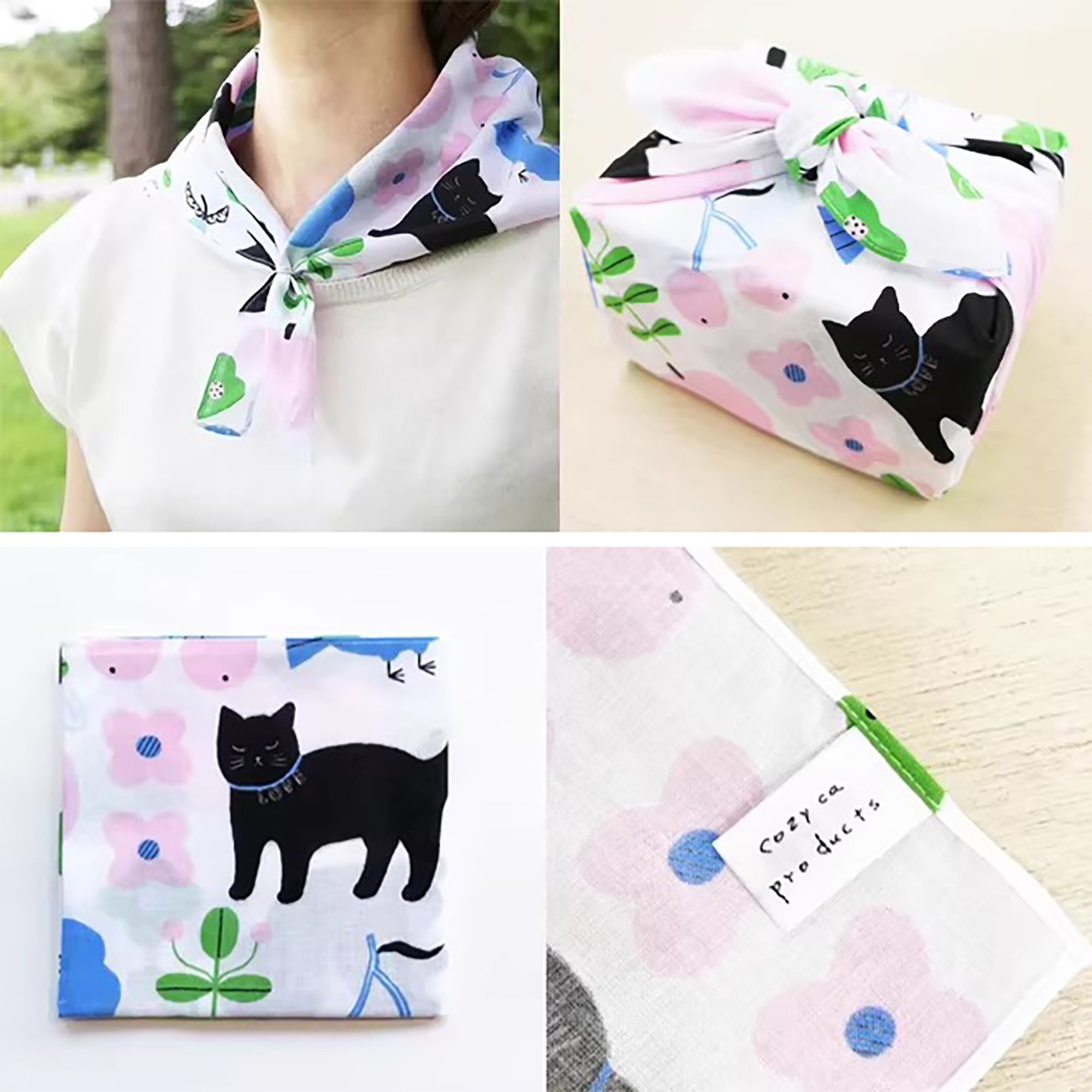 Furoshiki artistique japonais illustré multifonction