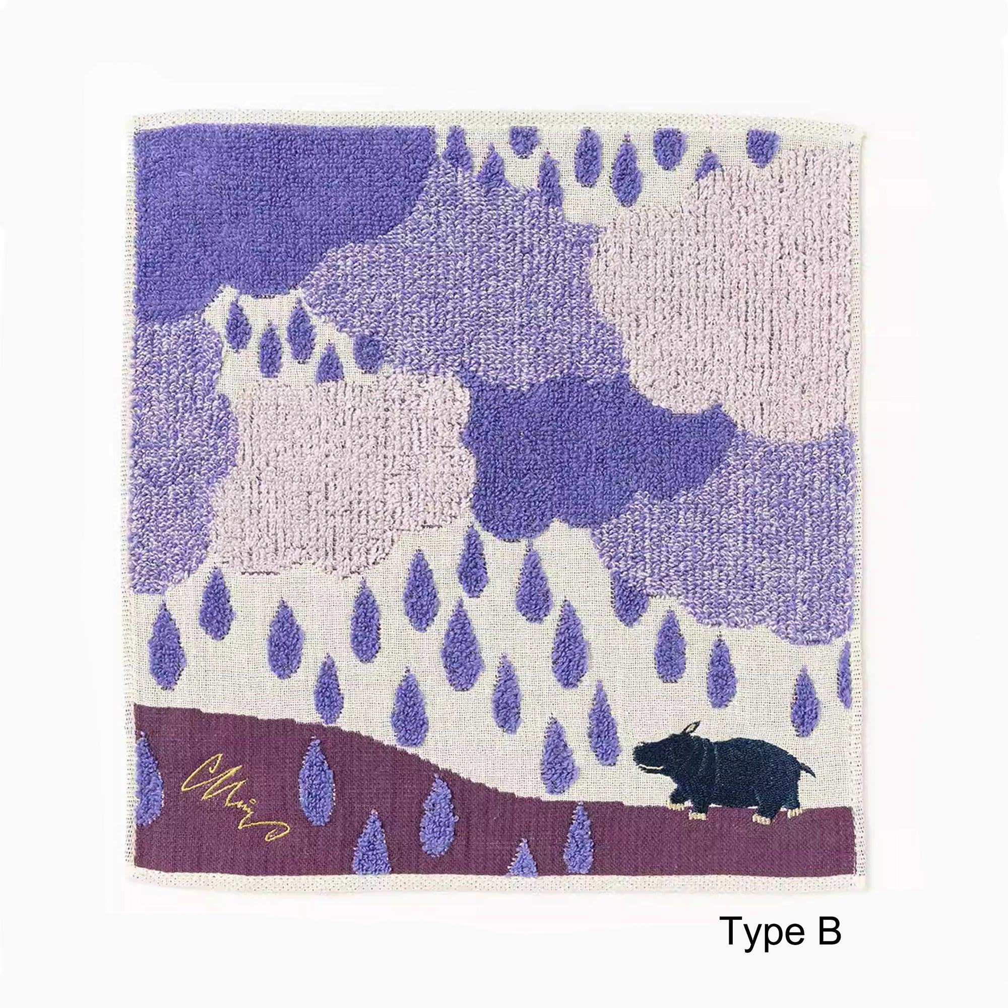 Serviette Morita MiW brodée en coton – série animaux de la forêt
