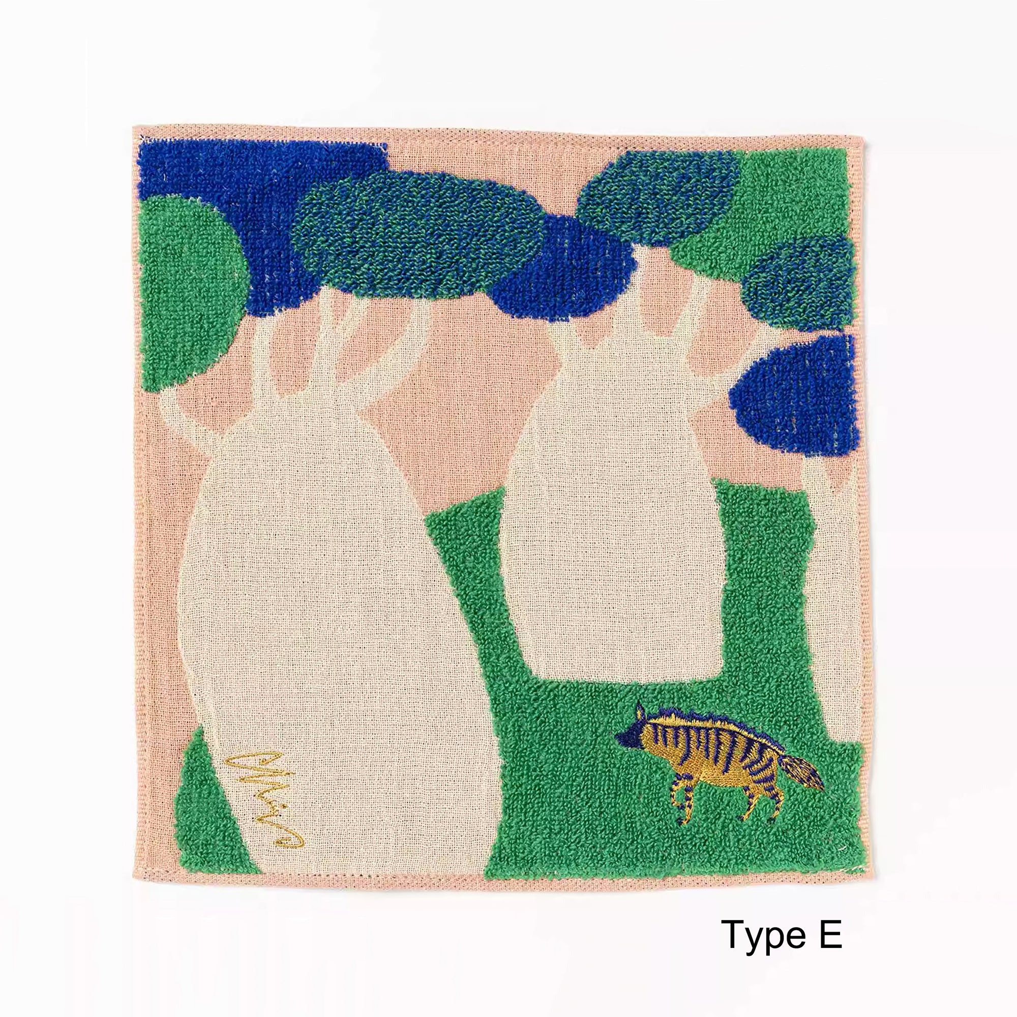 Serviette Morita MiW brodée en coton – série animaux de la forêt