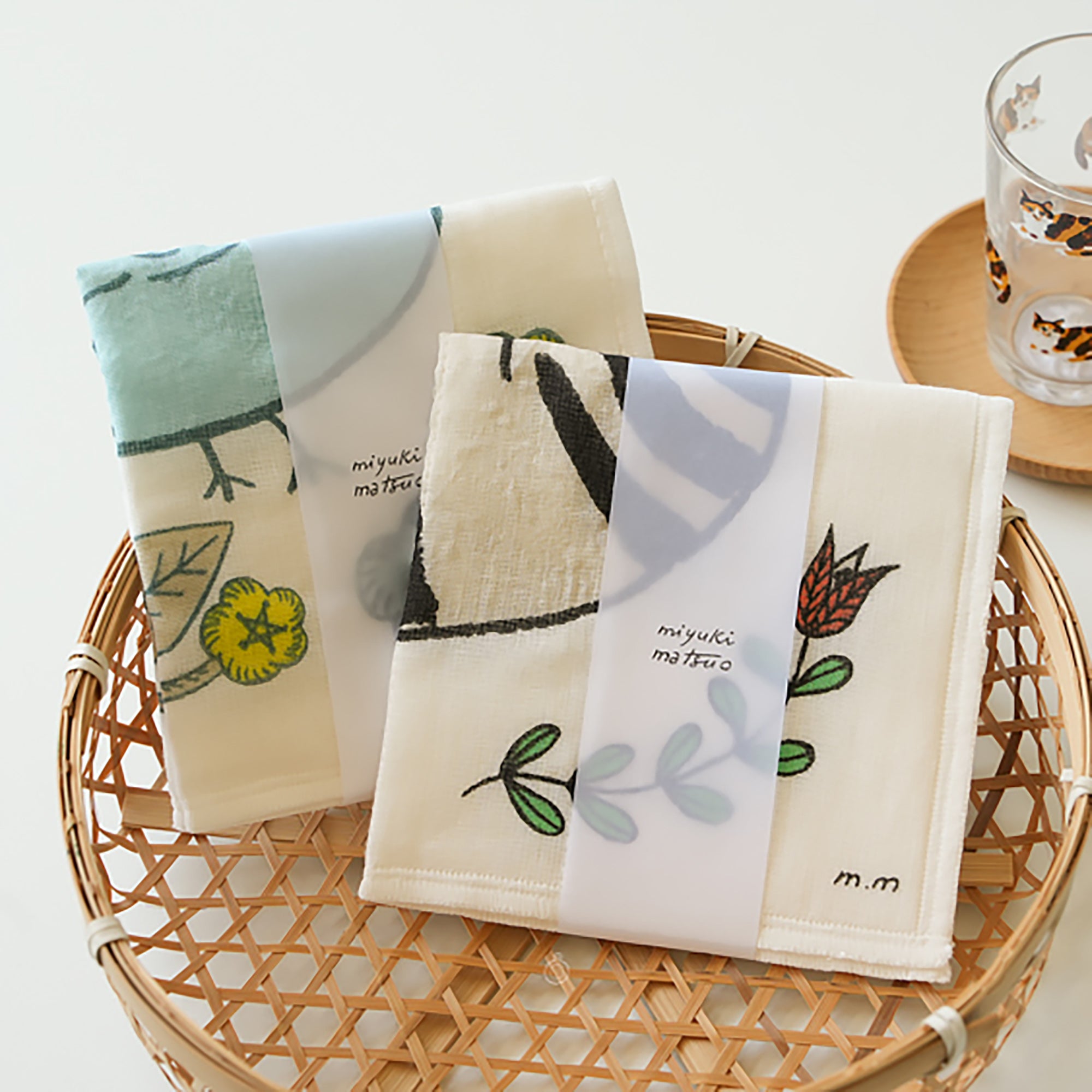 Serviette en coton illustré par Miyuki Matsuo