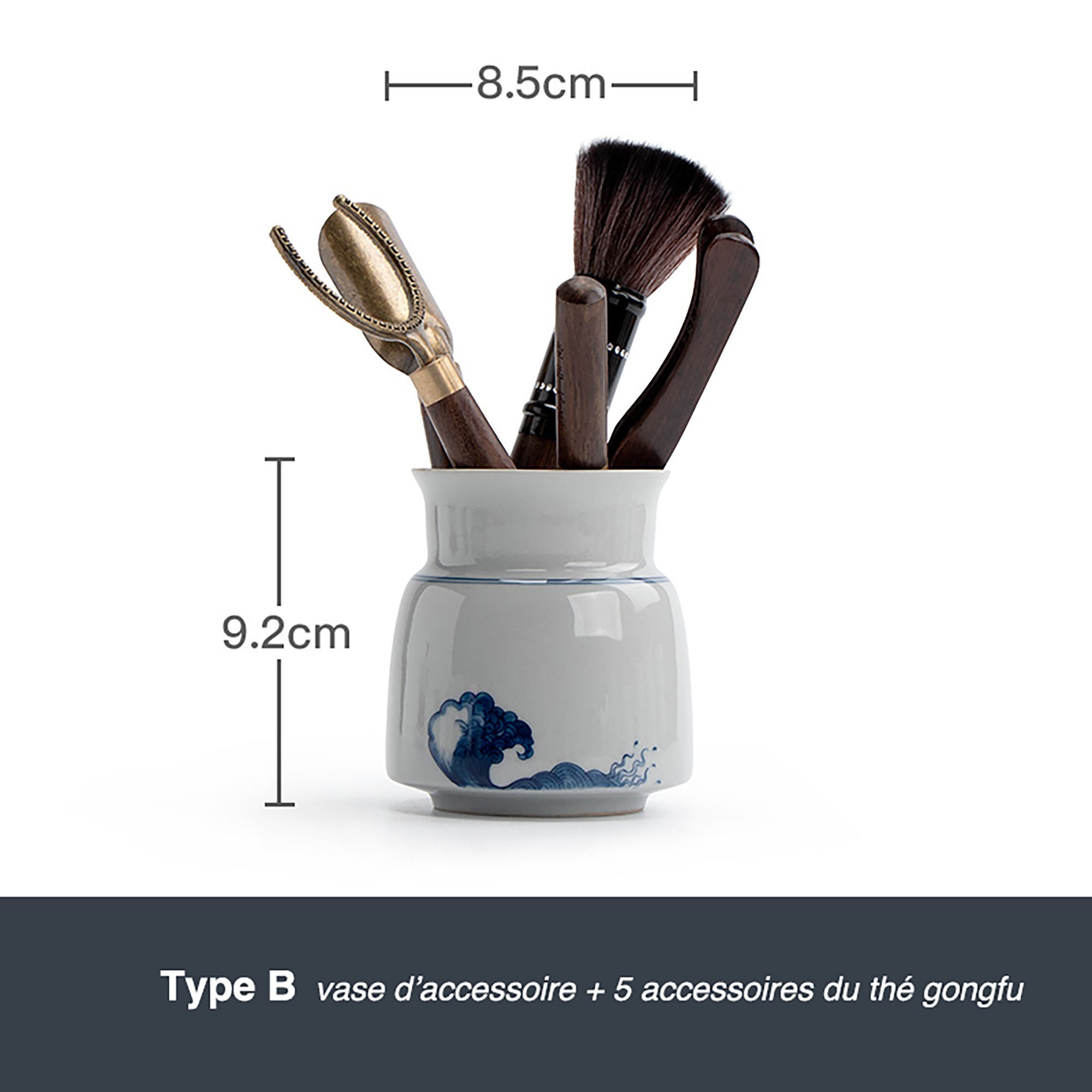 Tonneau à accessoires de thé en porcelaine -Série "Écoute de la mer"