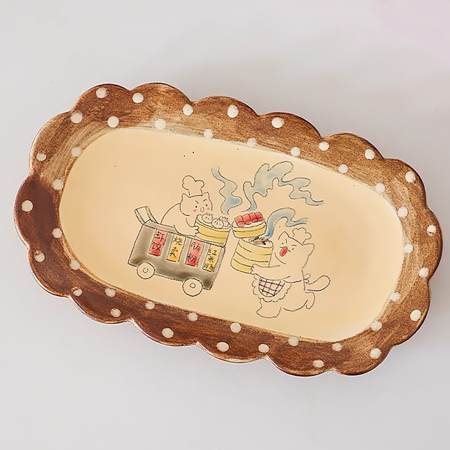 Assiette à dessert artisanale avec Motifs illustrés à la main