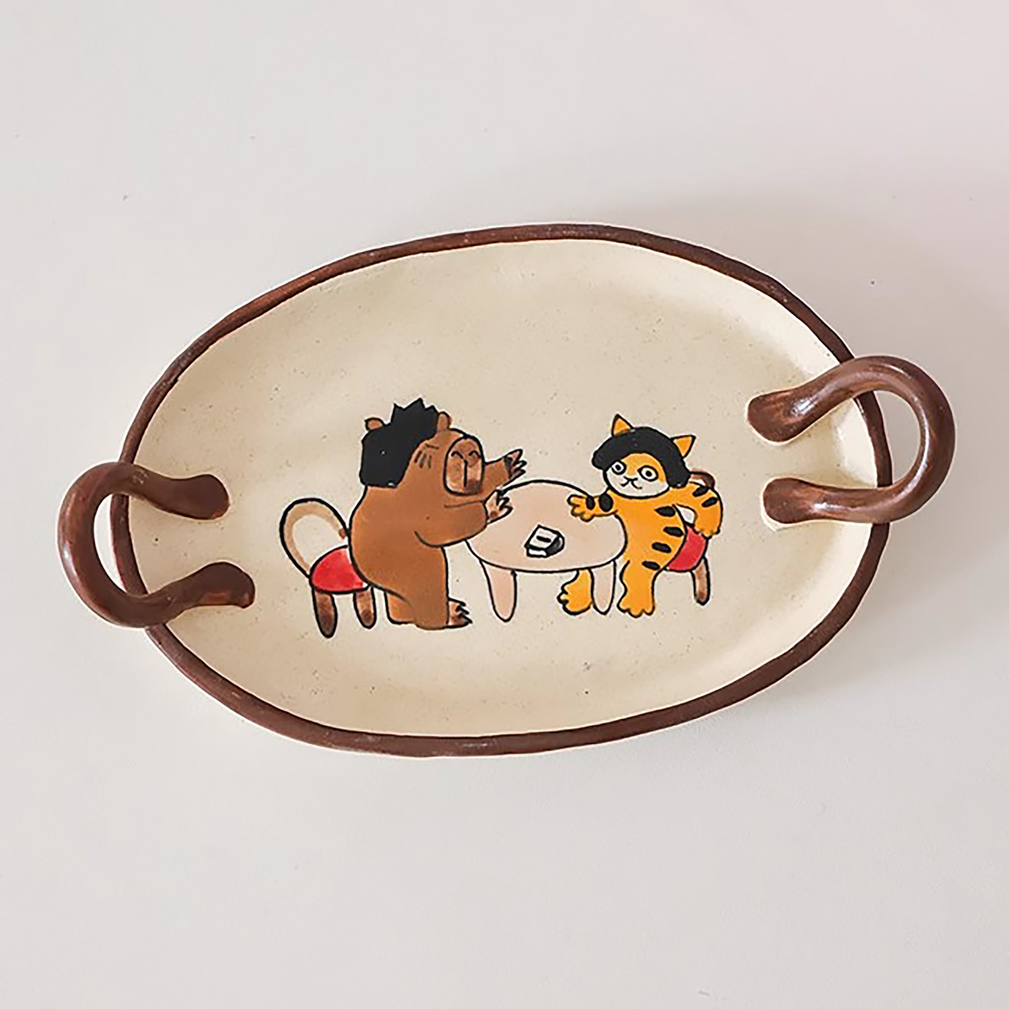 Assiette à dessert artisanale avec Motifs illustrés à la main