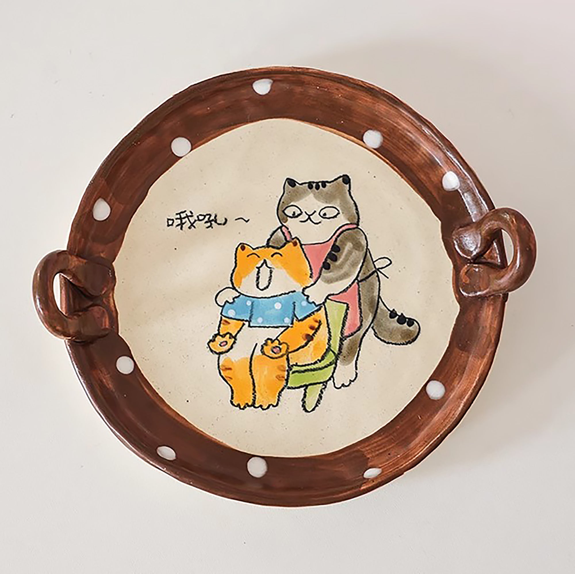Assiette à dessert artisanale avec Motifs illustrés à la main
