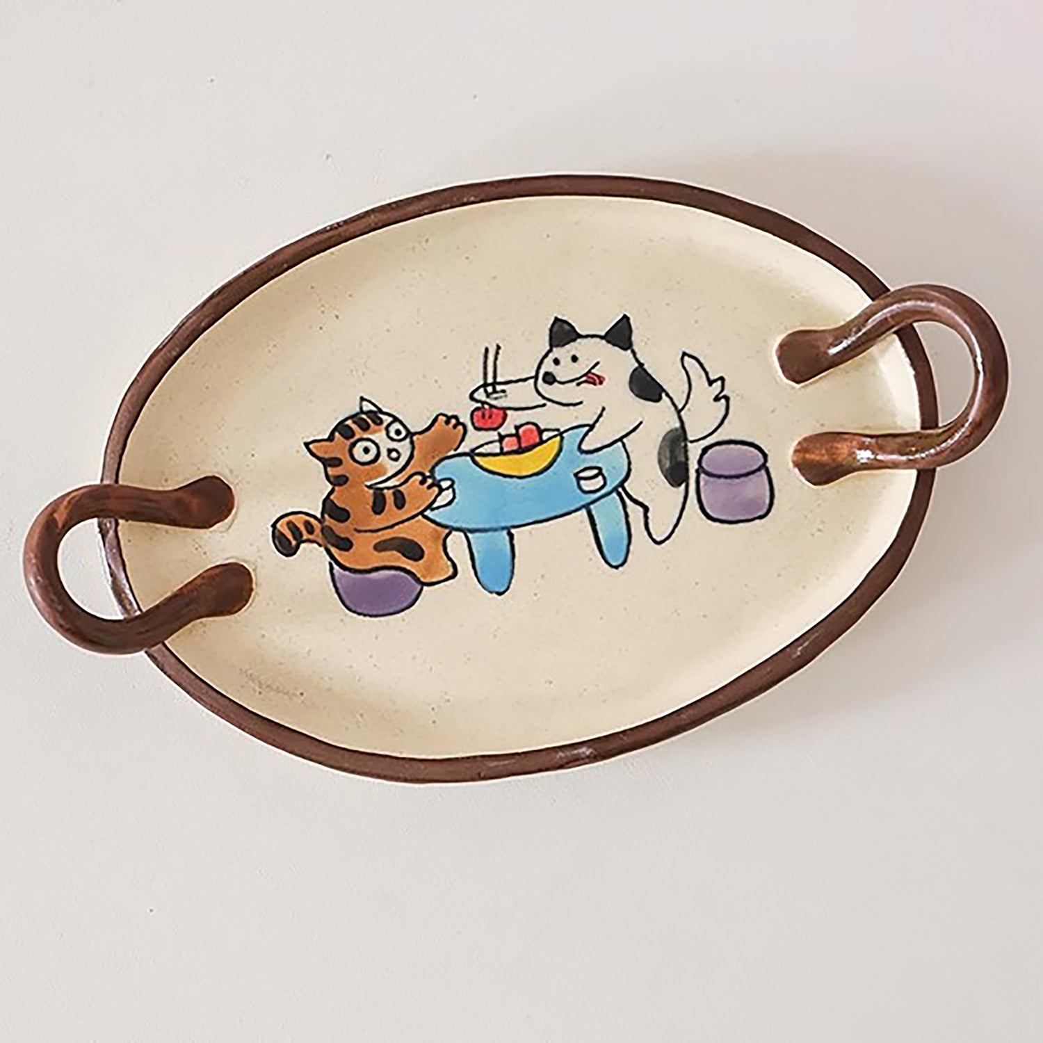 Assiette à dessert artisanale avec Motifs illustrés à la main