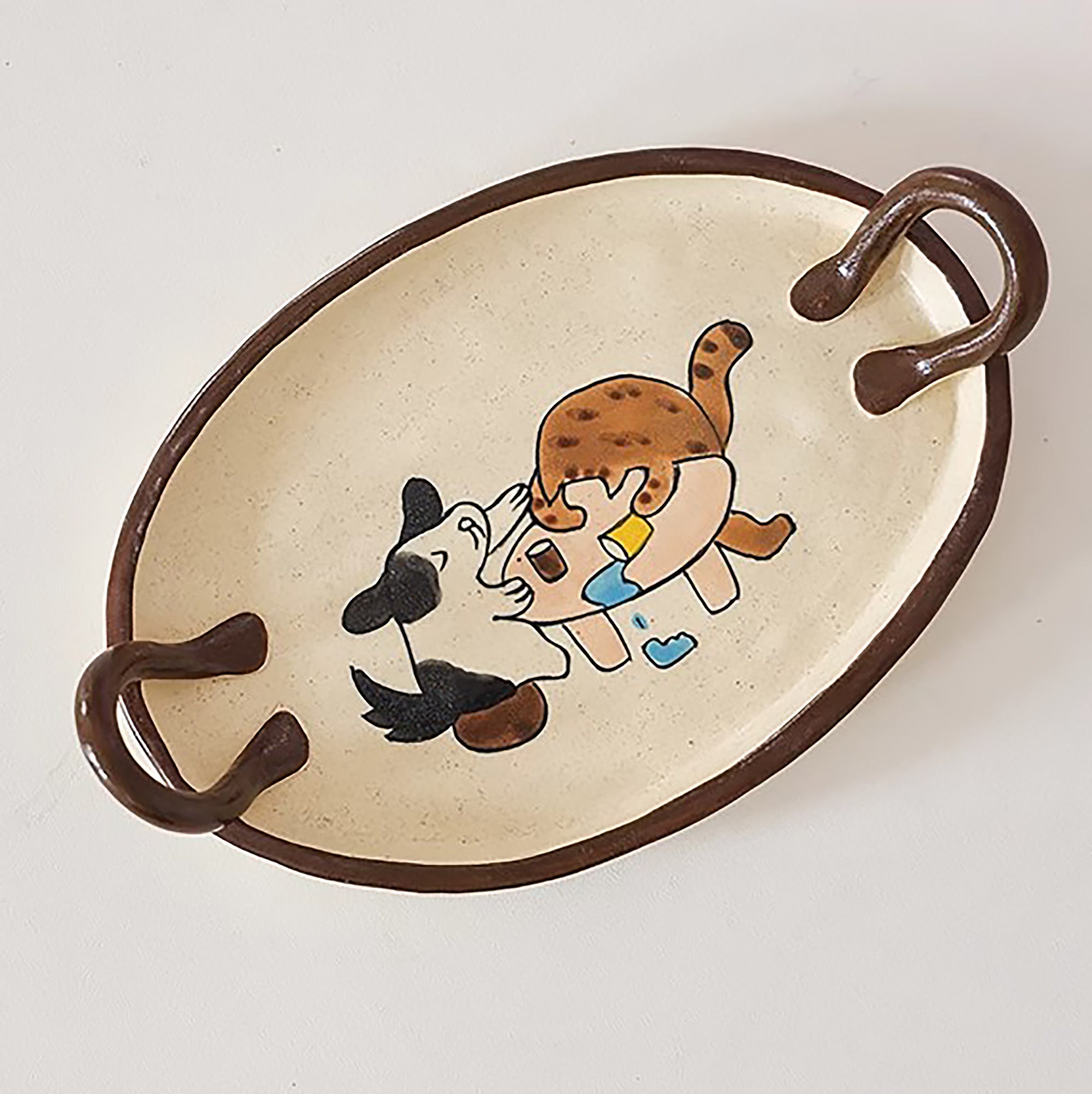 Assiette à dessert artisanale avec Motifs illustrés à la main