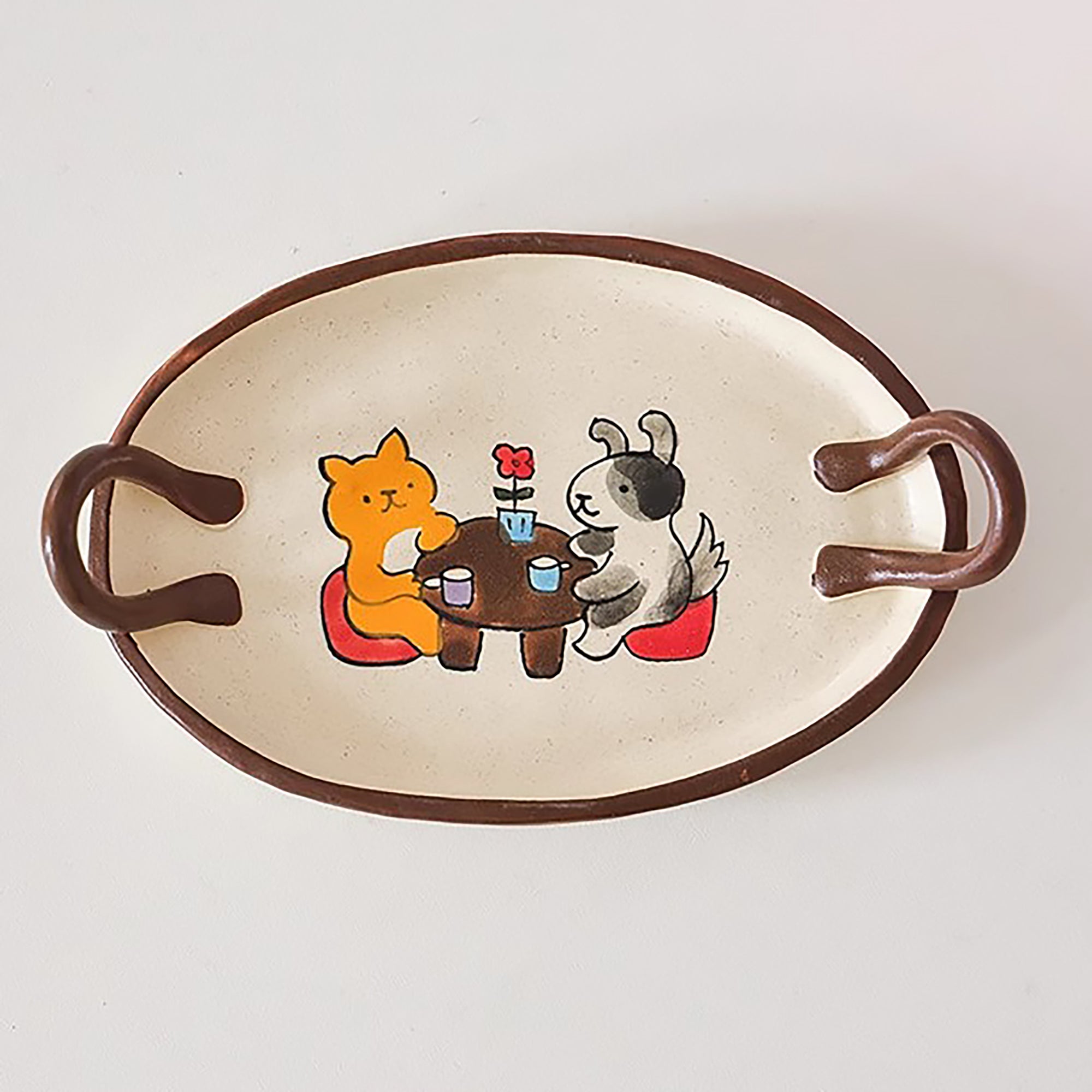 Assiette à dessert artisanale avec Motifs illustrés à la main
