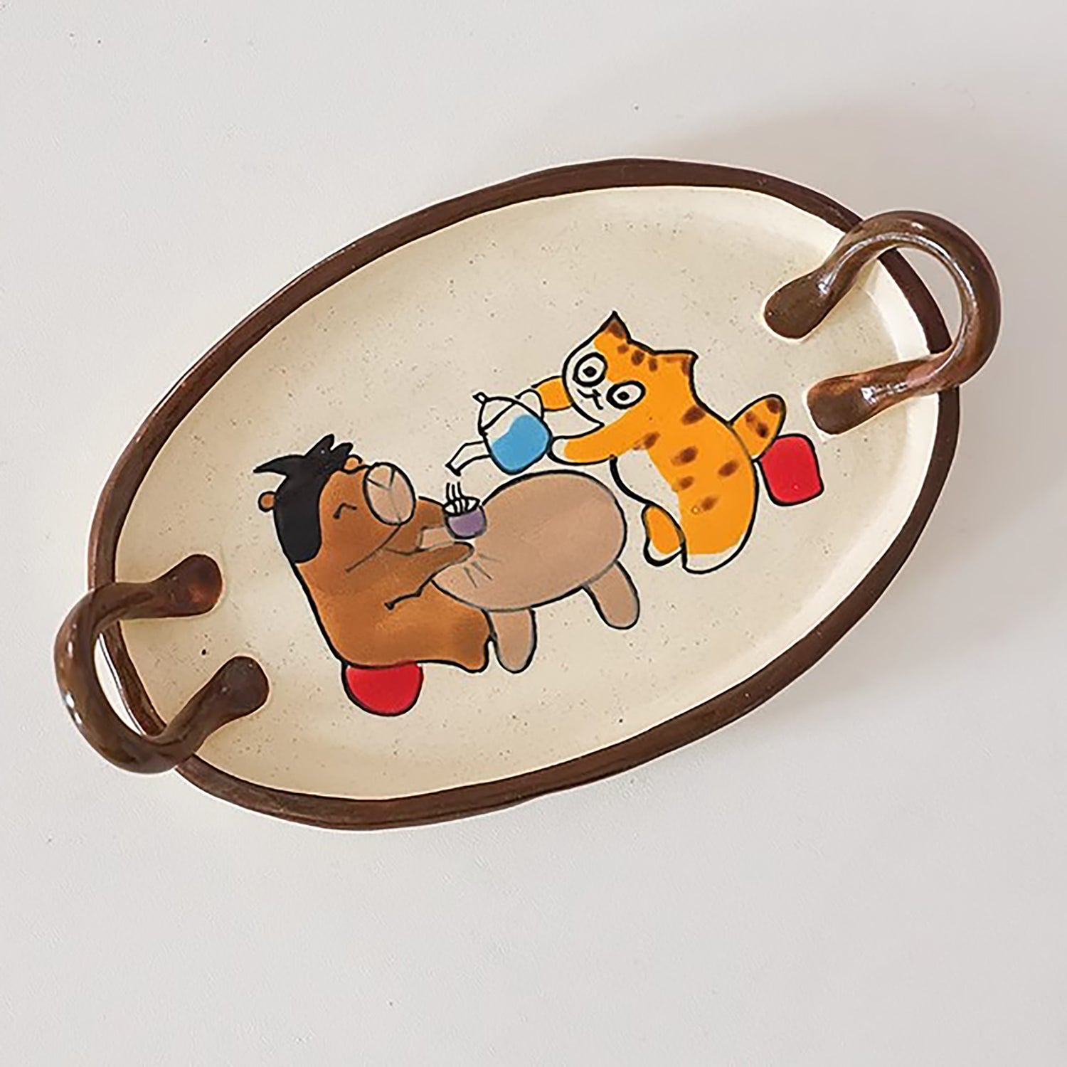 Assiette à dessert artisanale avec Motifs illustrés à la main