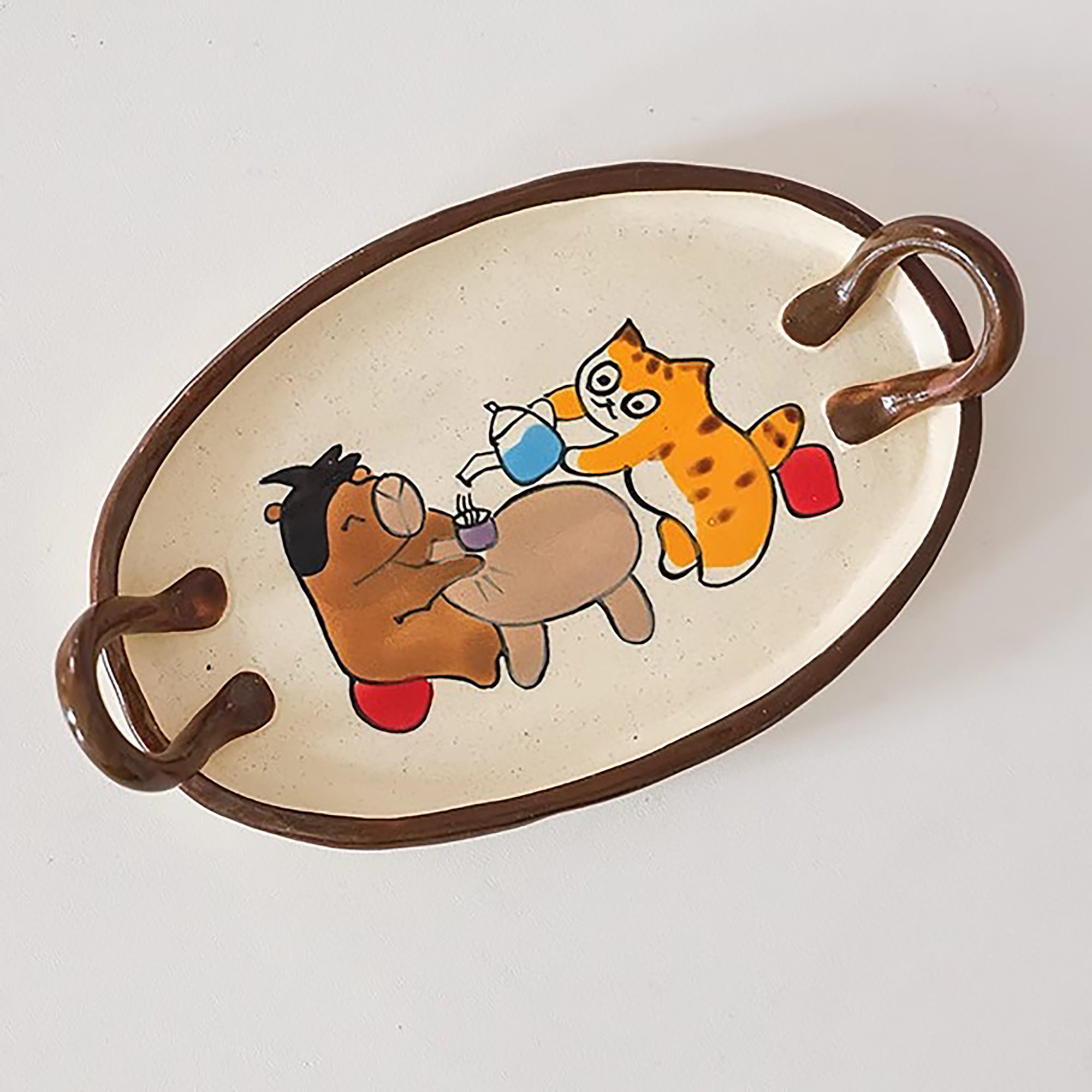 Assiette à dessert artisanale avec Motifs illustrés à la main