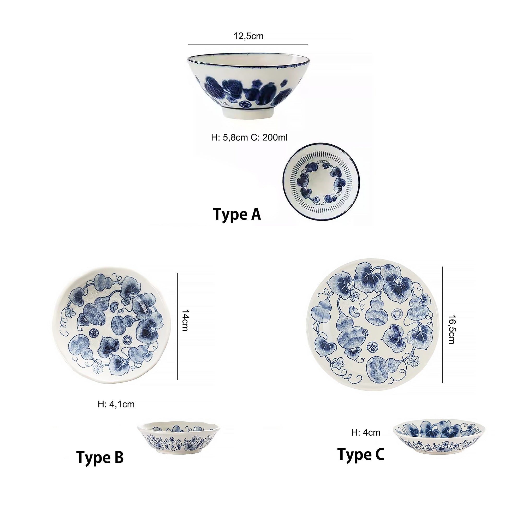 Vaisselle Minoyaki motif calebasse porte-bonheur