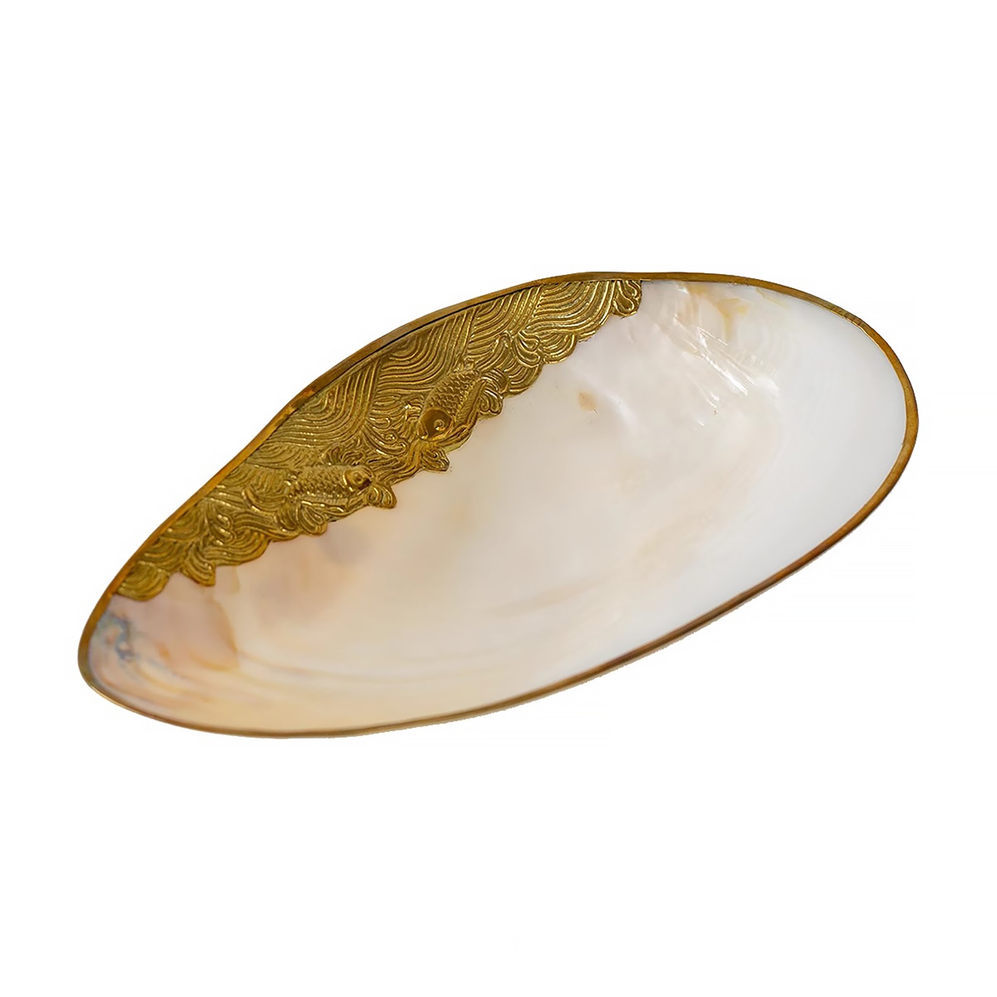 Plateau en nacre naturelle avec bord or ou argent