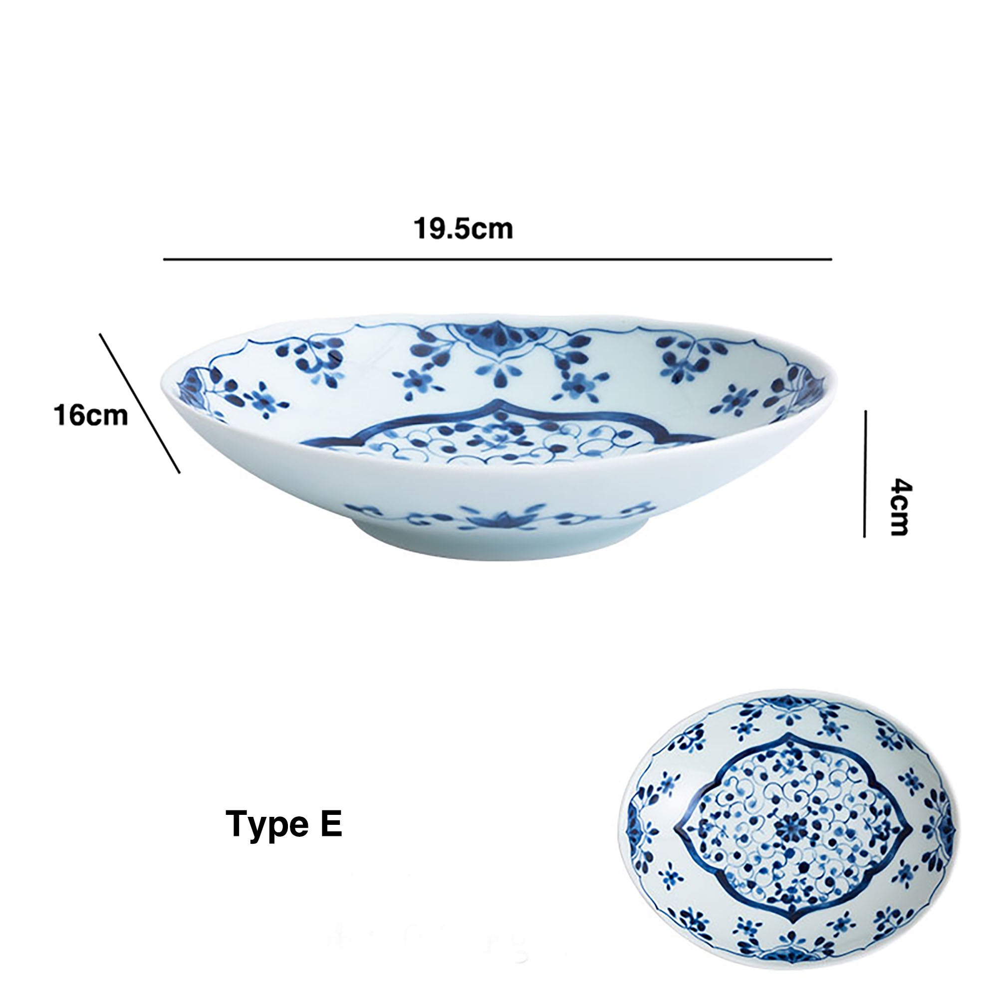 ASSIETTE OVALE BLEU BLANC