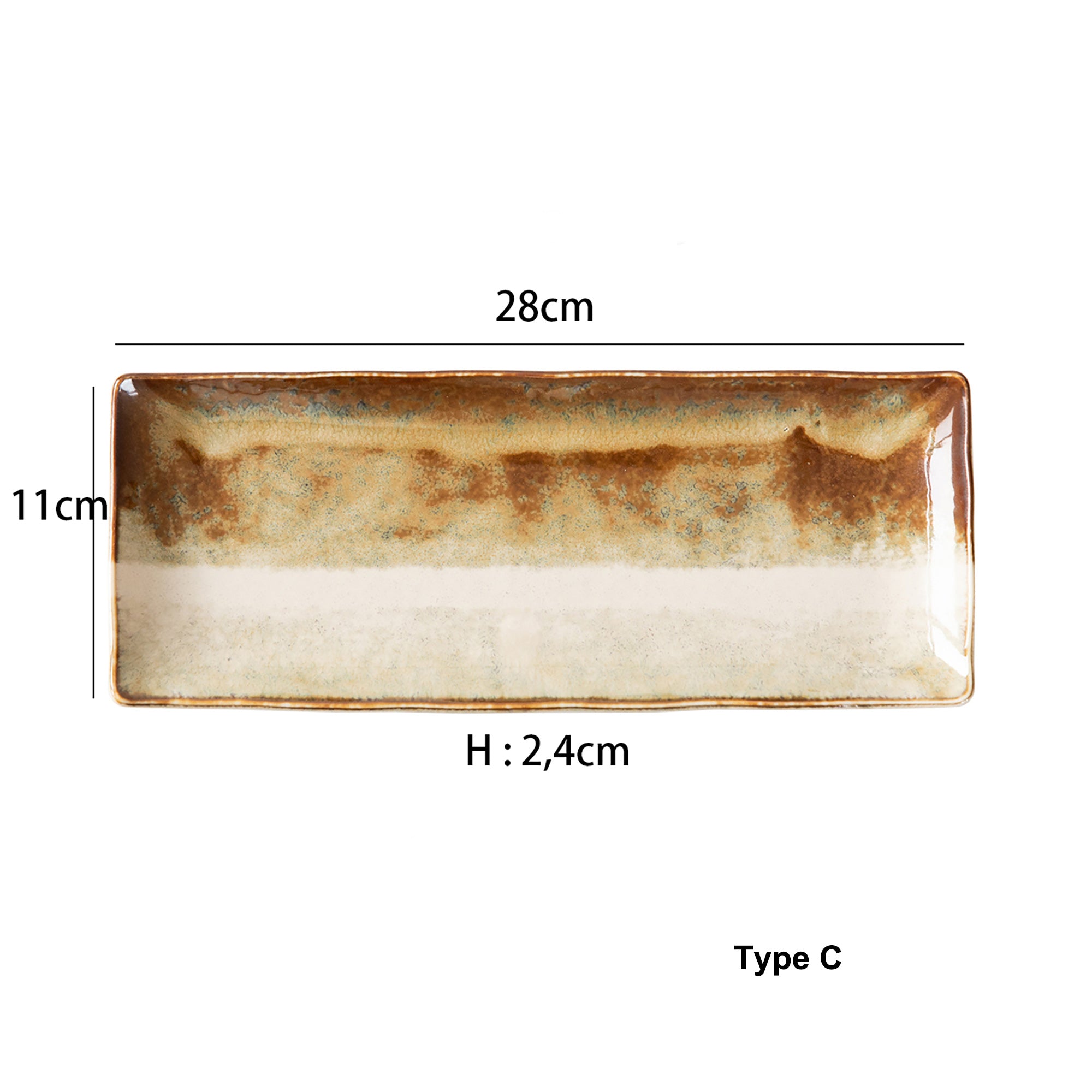 Assiette rectangulaire artisanale Mino-yaki