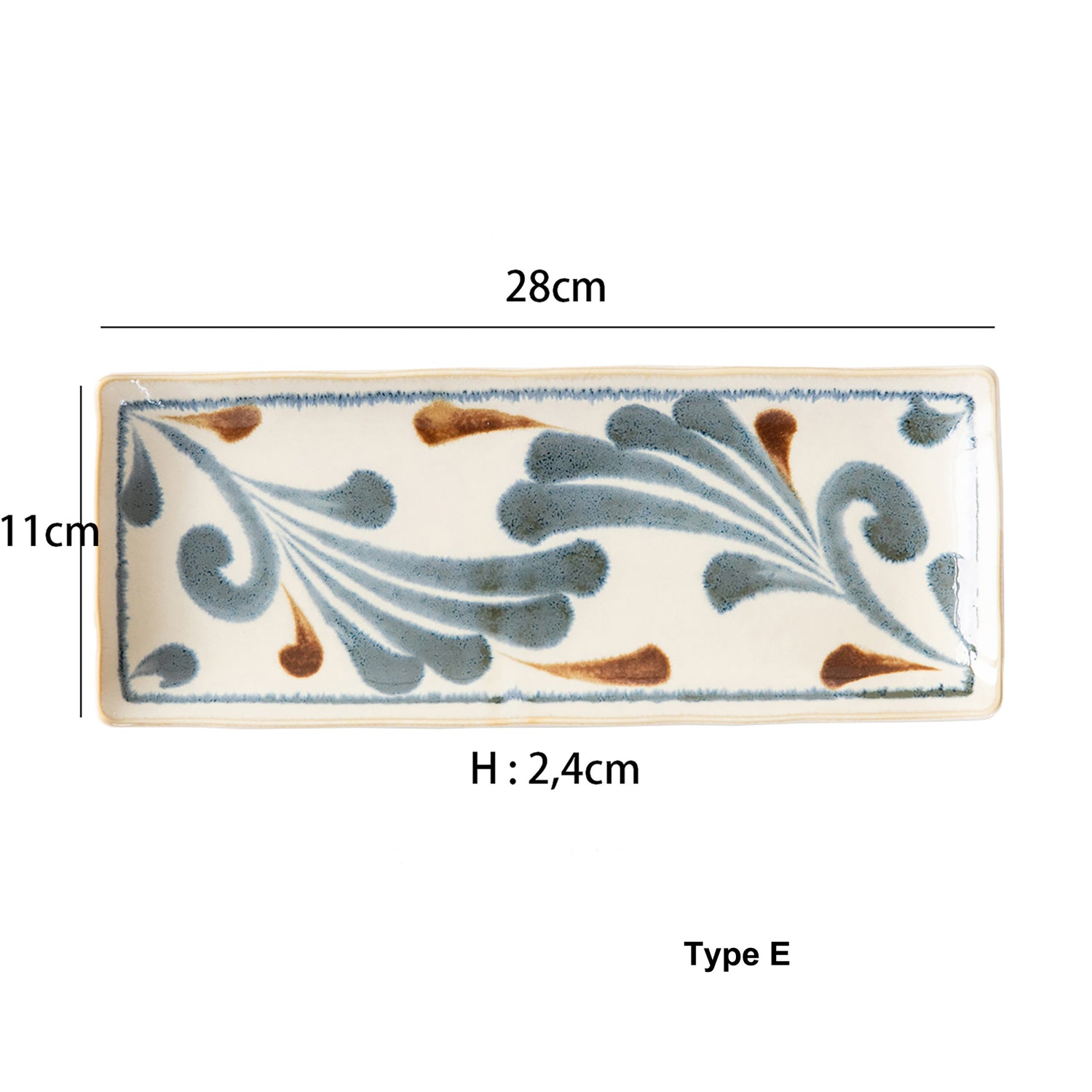 Mino-yaki handmade rectangular plate