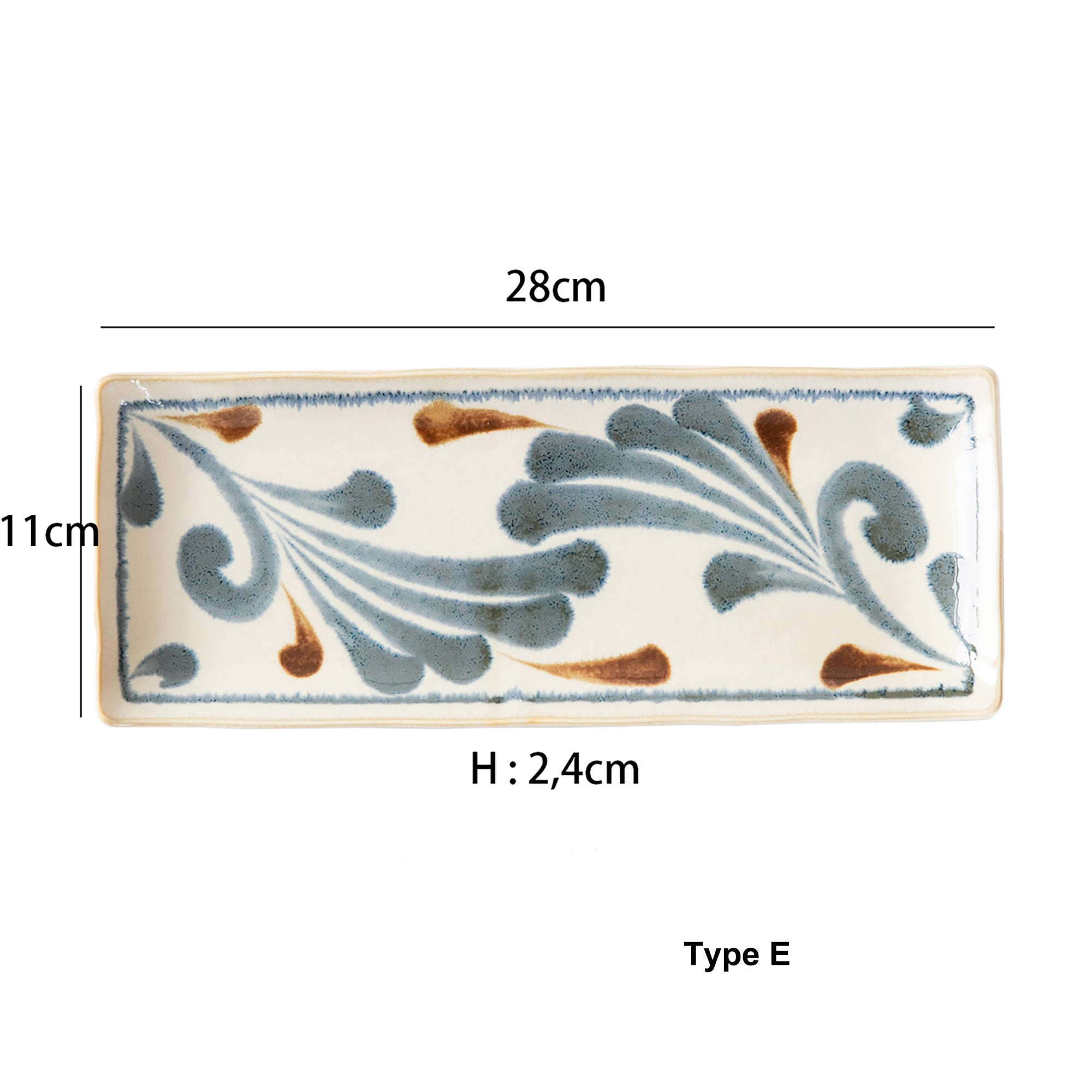 Assiette rectangulaire artisanale Mino-yaki