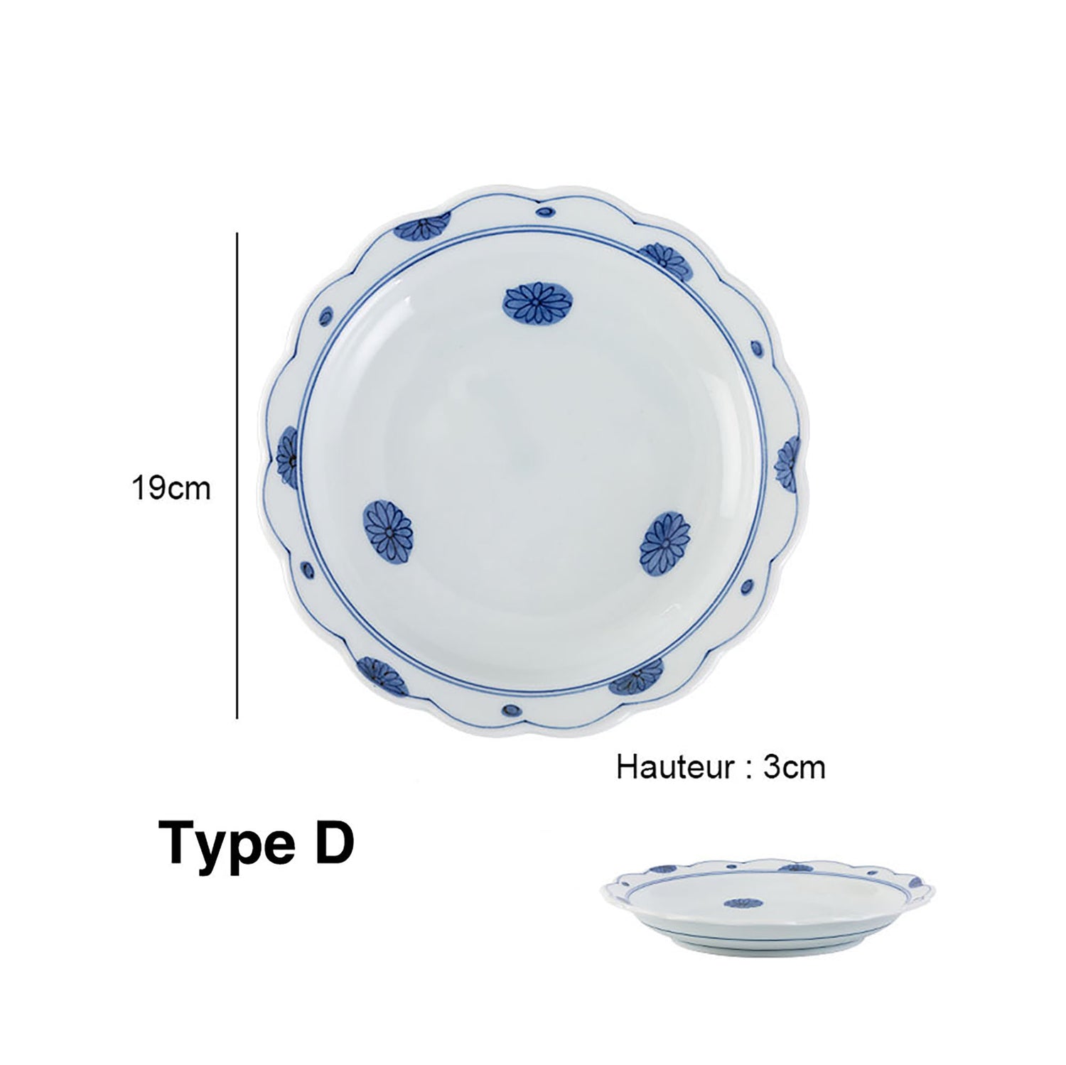 ASSIETTE ROND BLEU BLANC