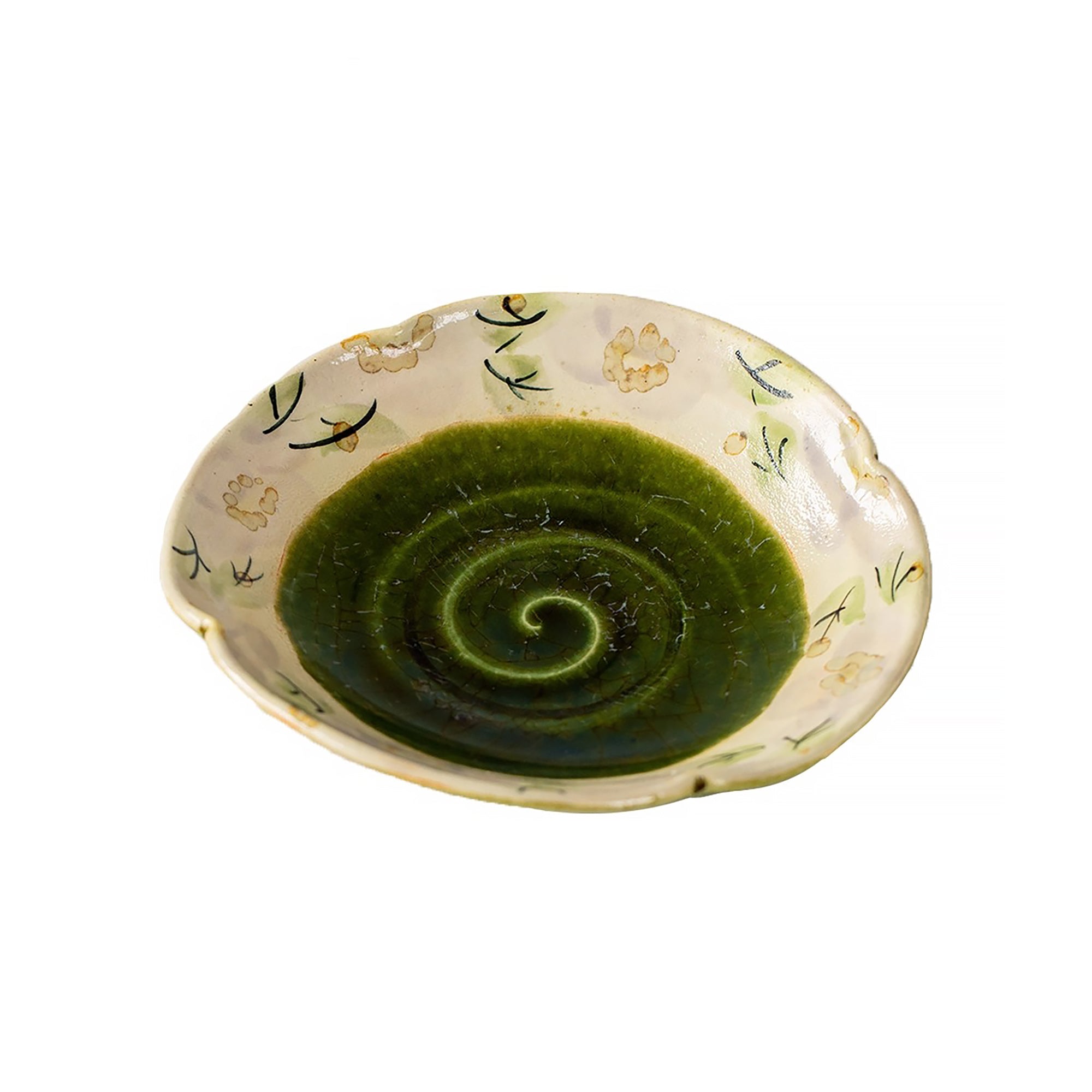 Assiette en céramique Setoyaki avec motifs floraux