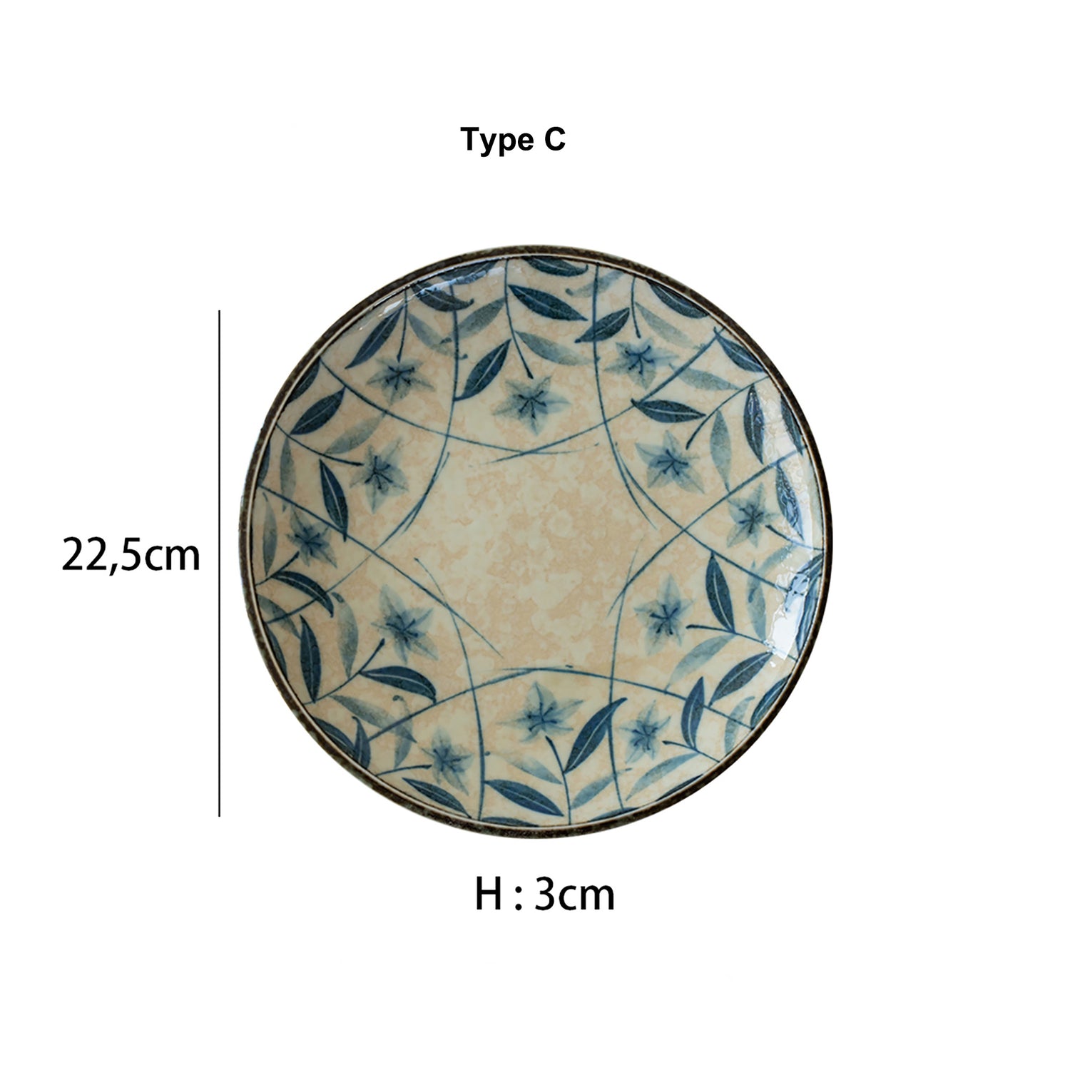 assiette plate vintage campanules bleu