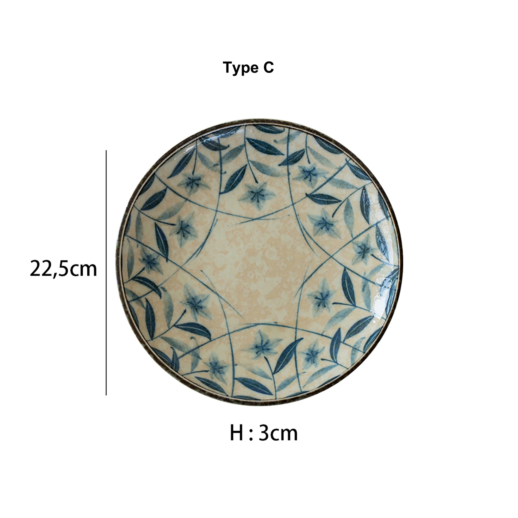 assiette plate vintage campanules bleu
