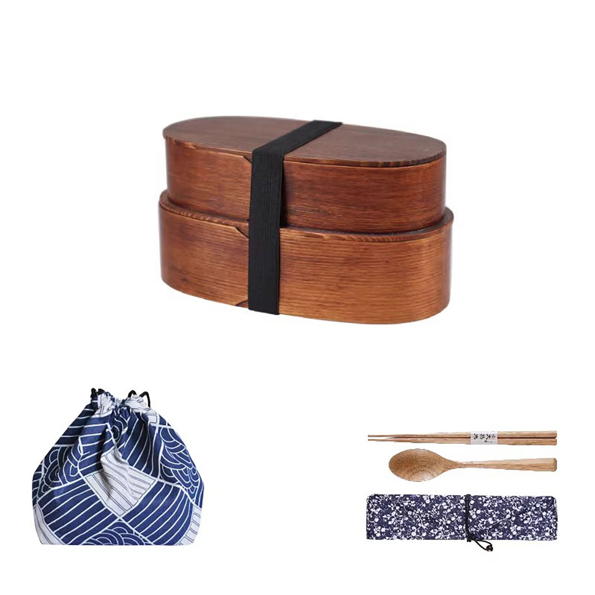 Boîte à bento deux couche artisanale en bois de cèdre style japonais